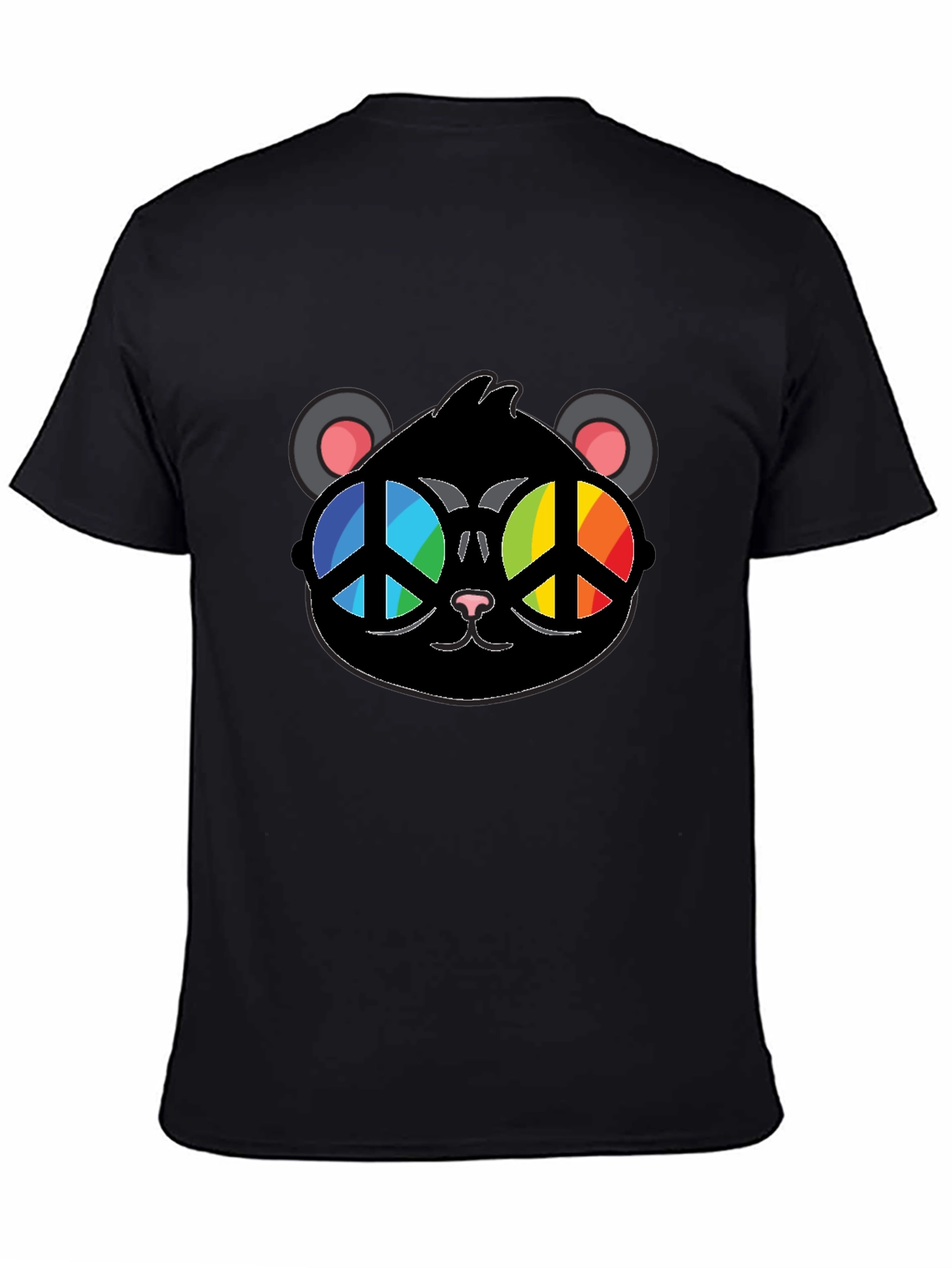 Black Cool Cat Peace Sign Glasses T-Shirt view 4