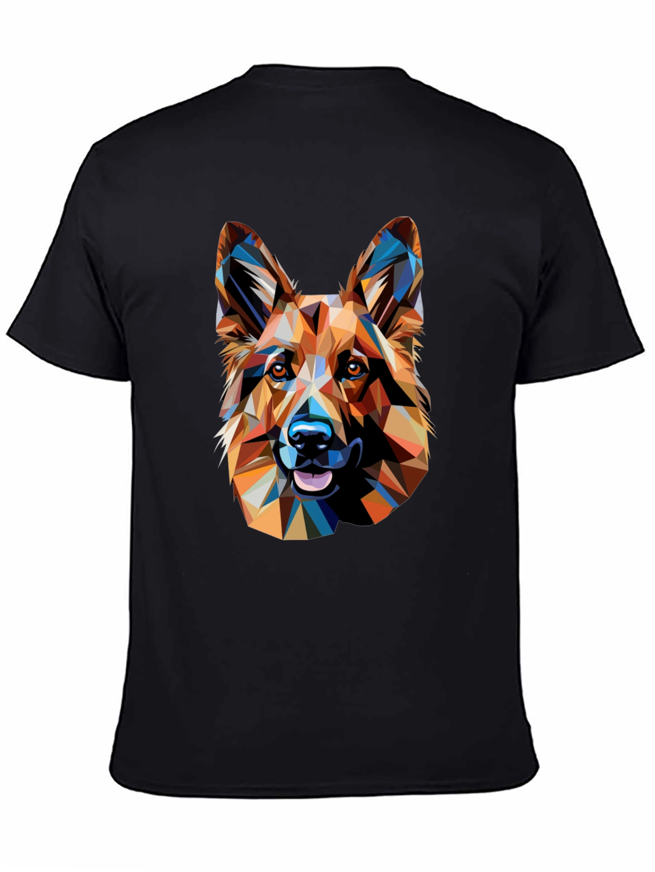 Black Geometric German Shepherd Graphic Tee view 4