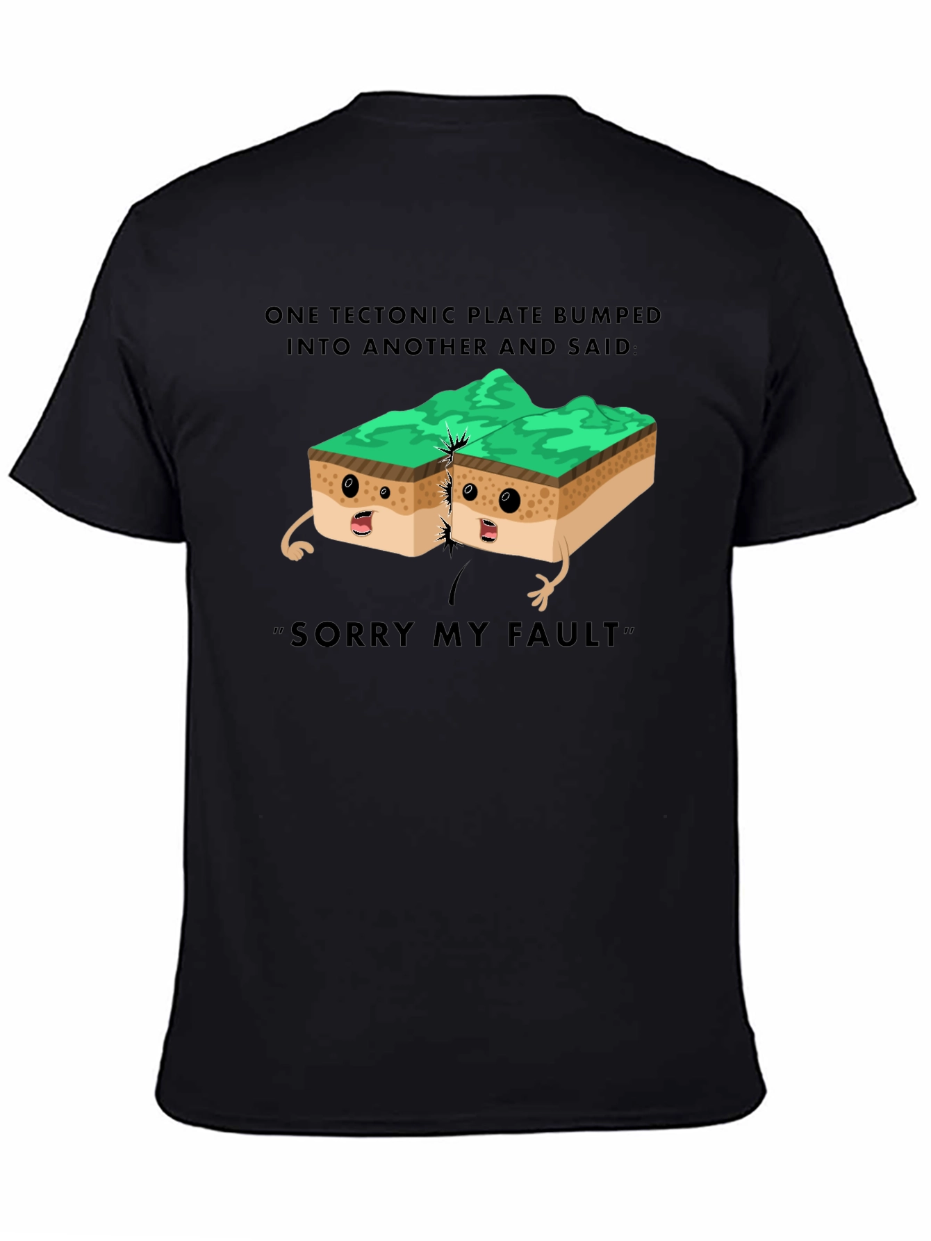 Black Tectonic Plate Humor T-Shirt, Geology Pun Tee view 4