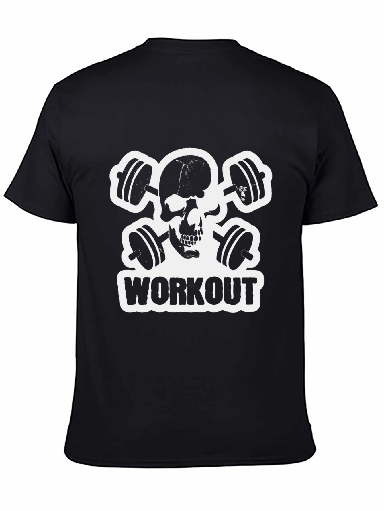 Black Workout Skull Black T-Shirt view 4