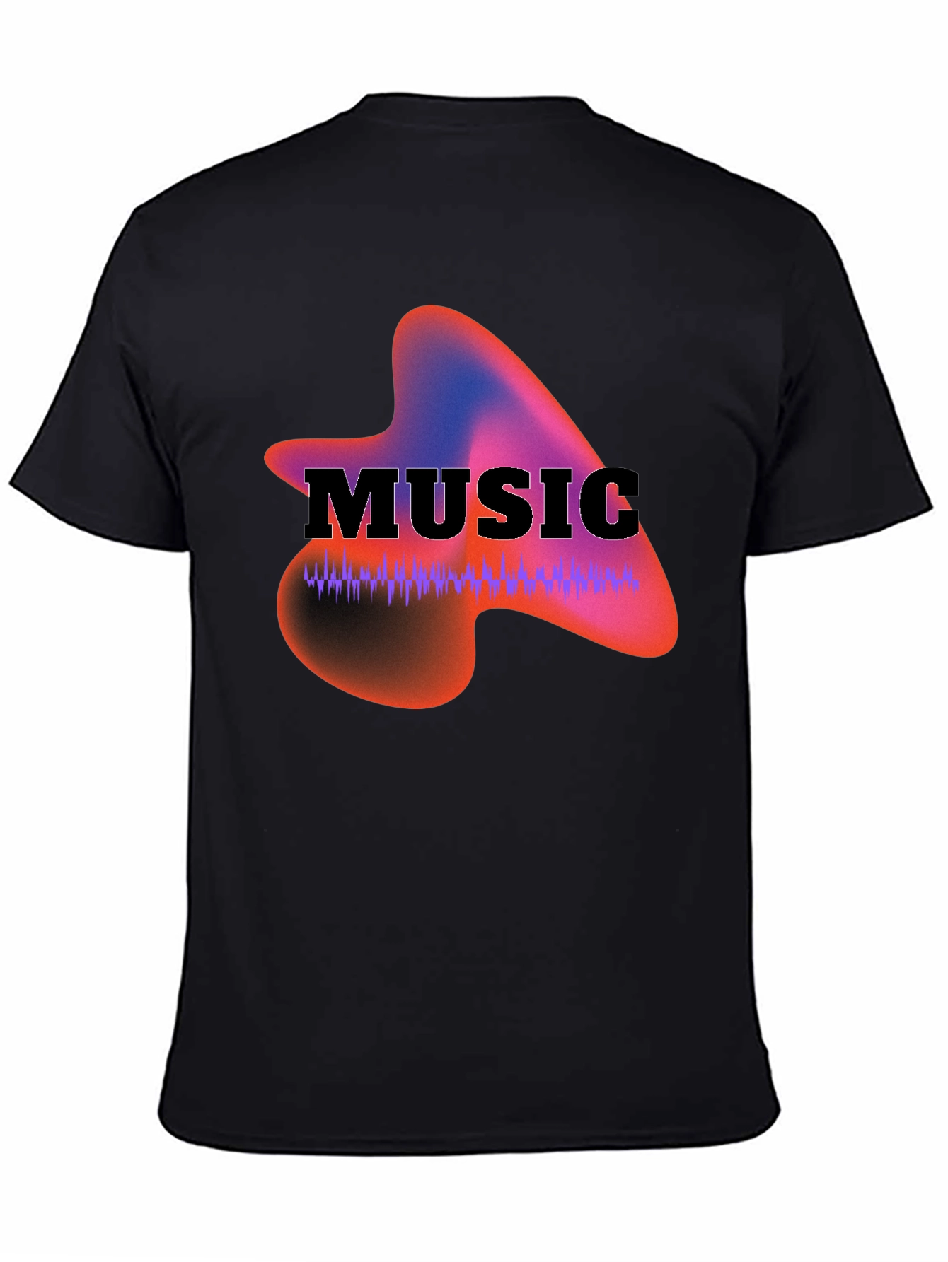Black Music Waveform Graphic Black T-Shirt view 4