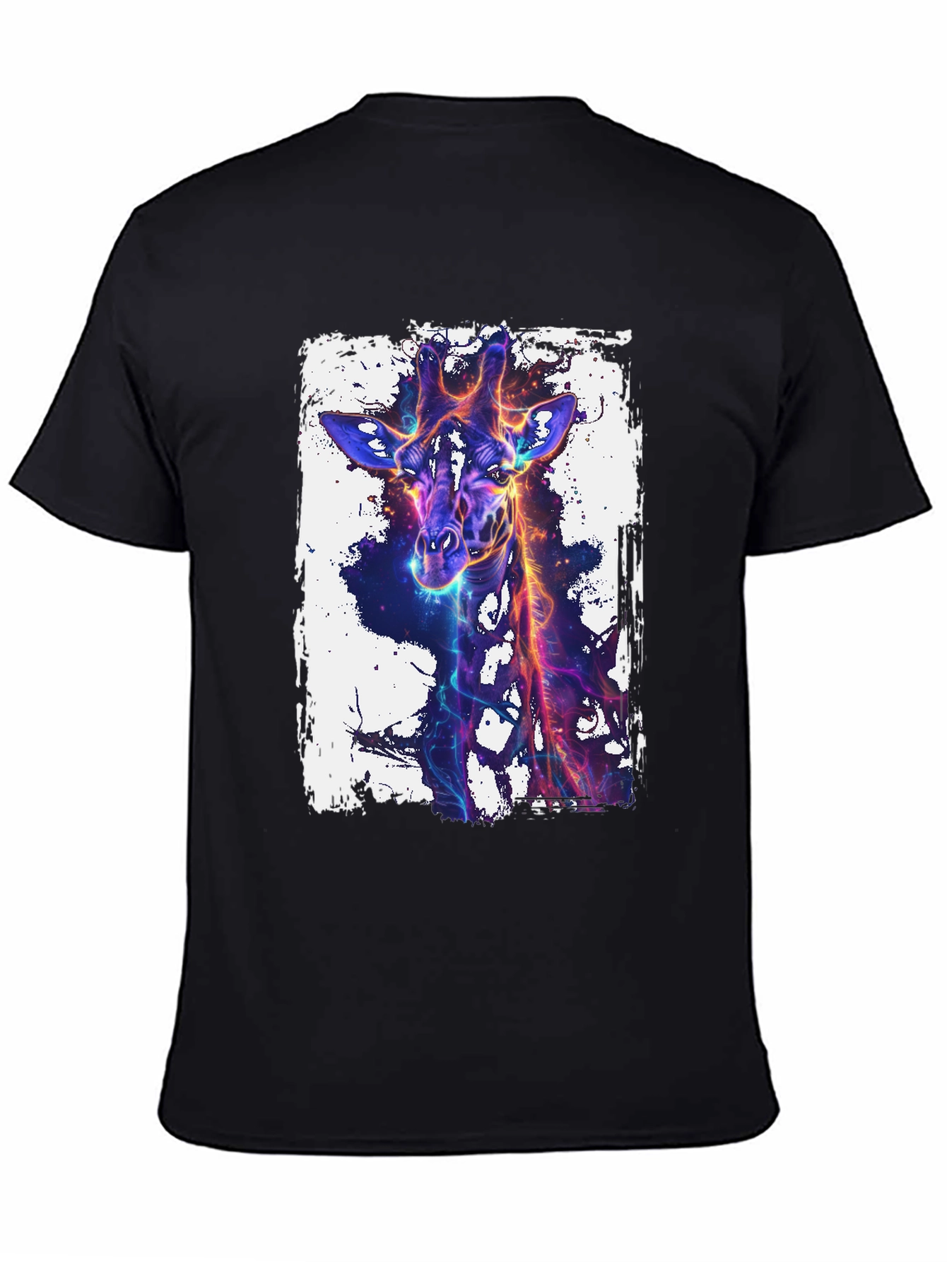 Black Neon Giraffe Graphic Tee - Black view 4