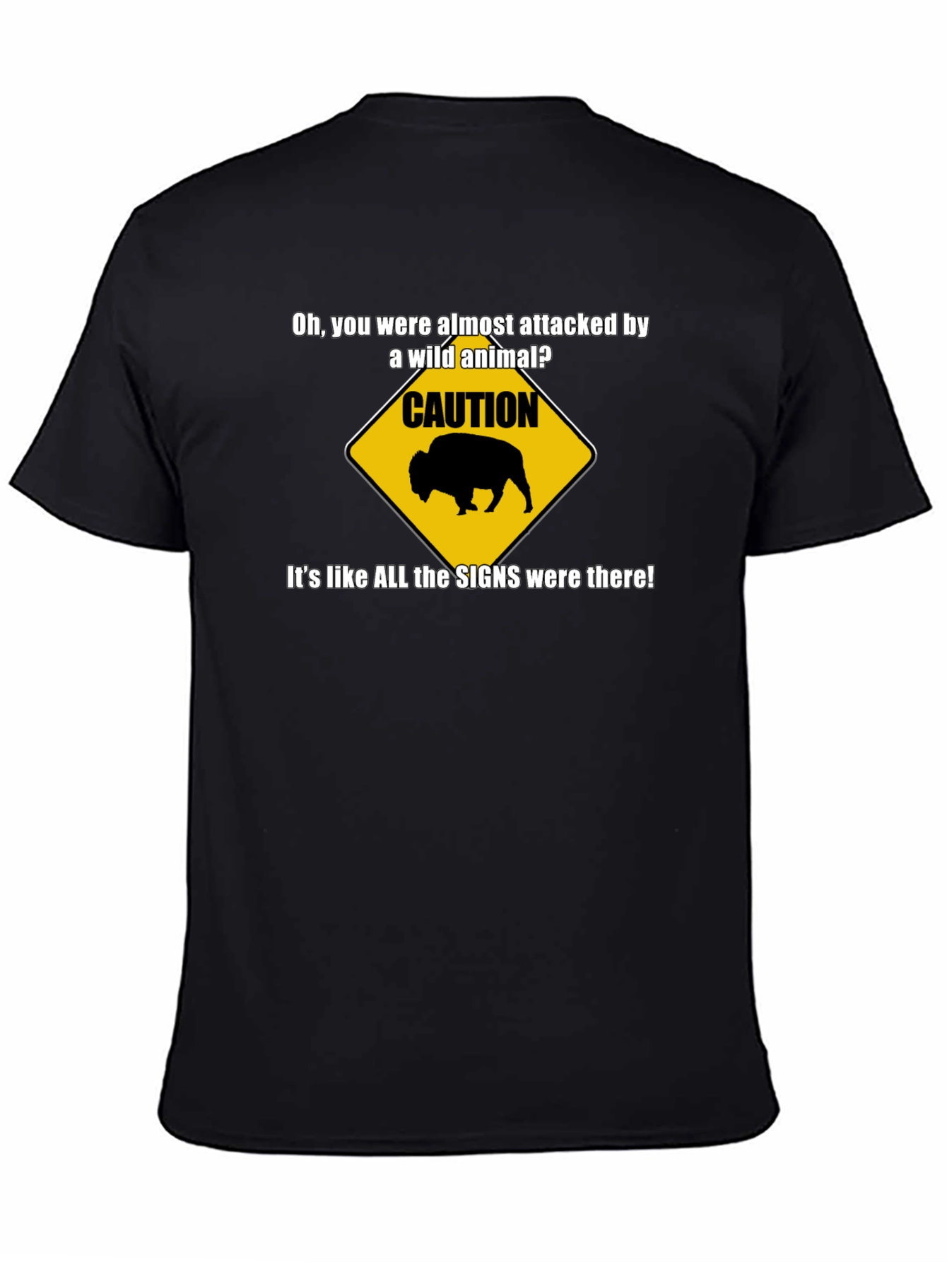 Black Caution Wild Animal Graphic T-Shirt view 4