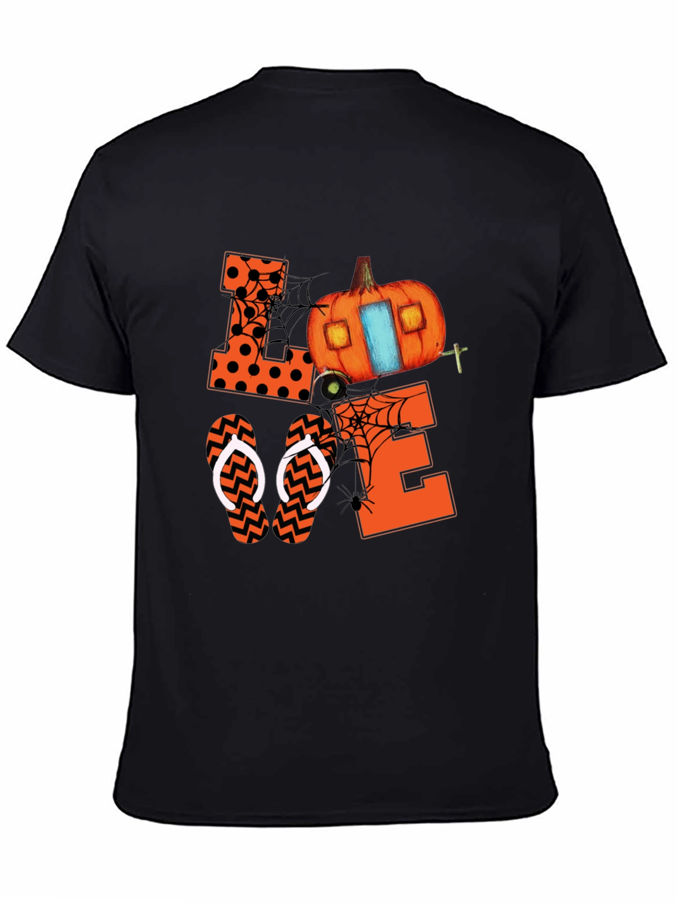 Black Halloween Love Pumpkin Camper T-Shirt view 4