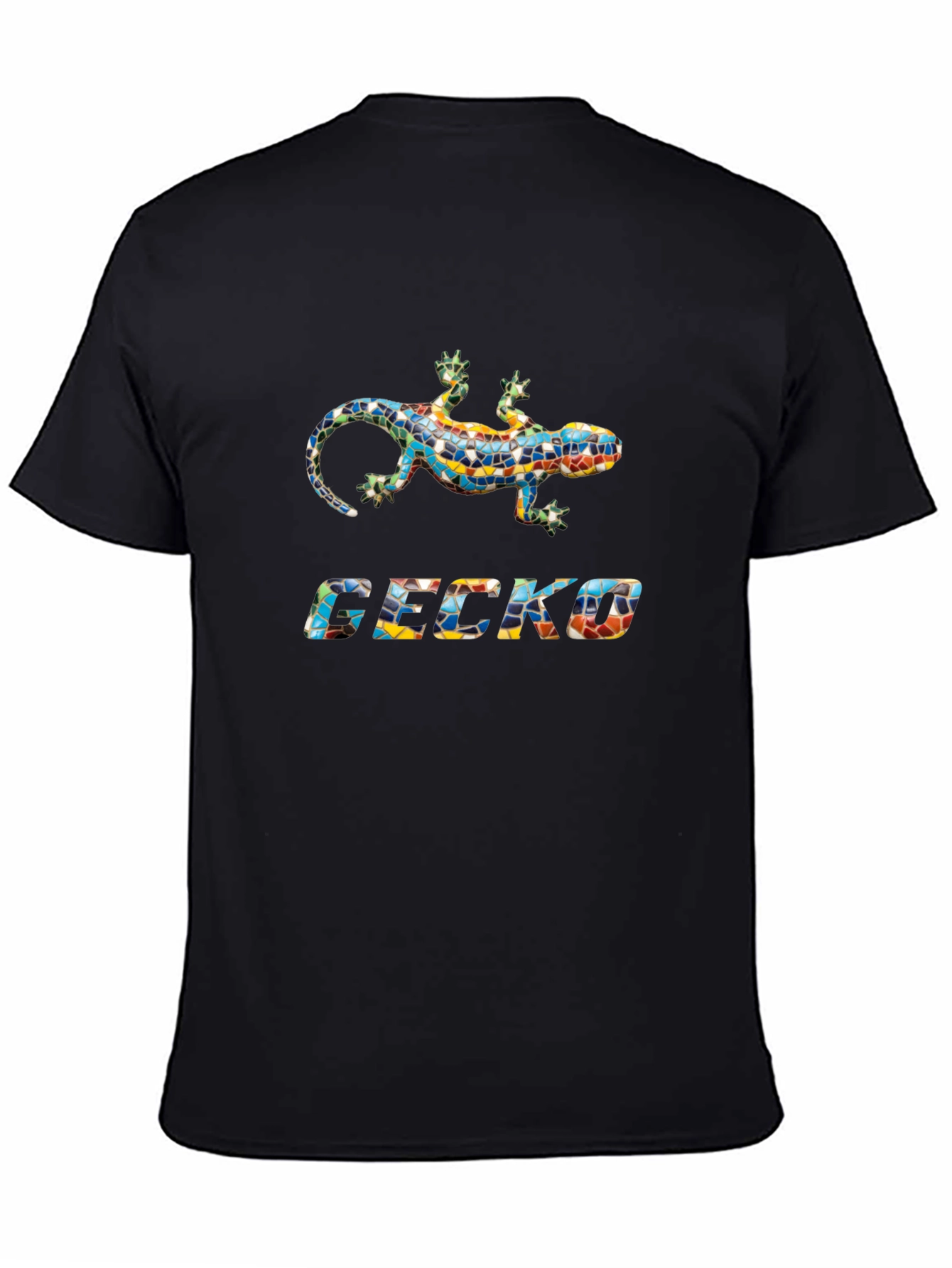 Black Gecko Mosaic Graphic Black T-Shirt view 4