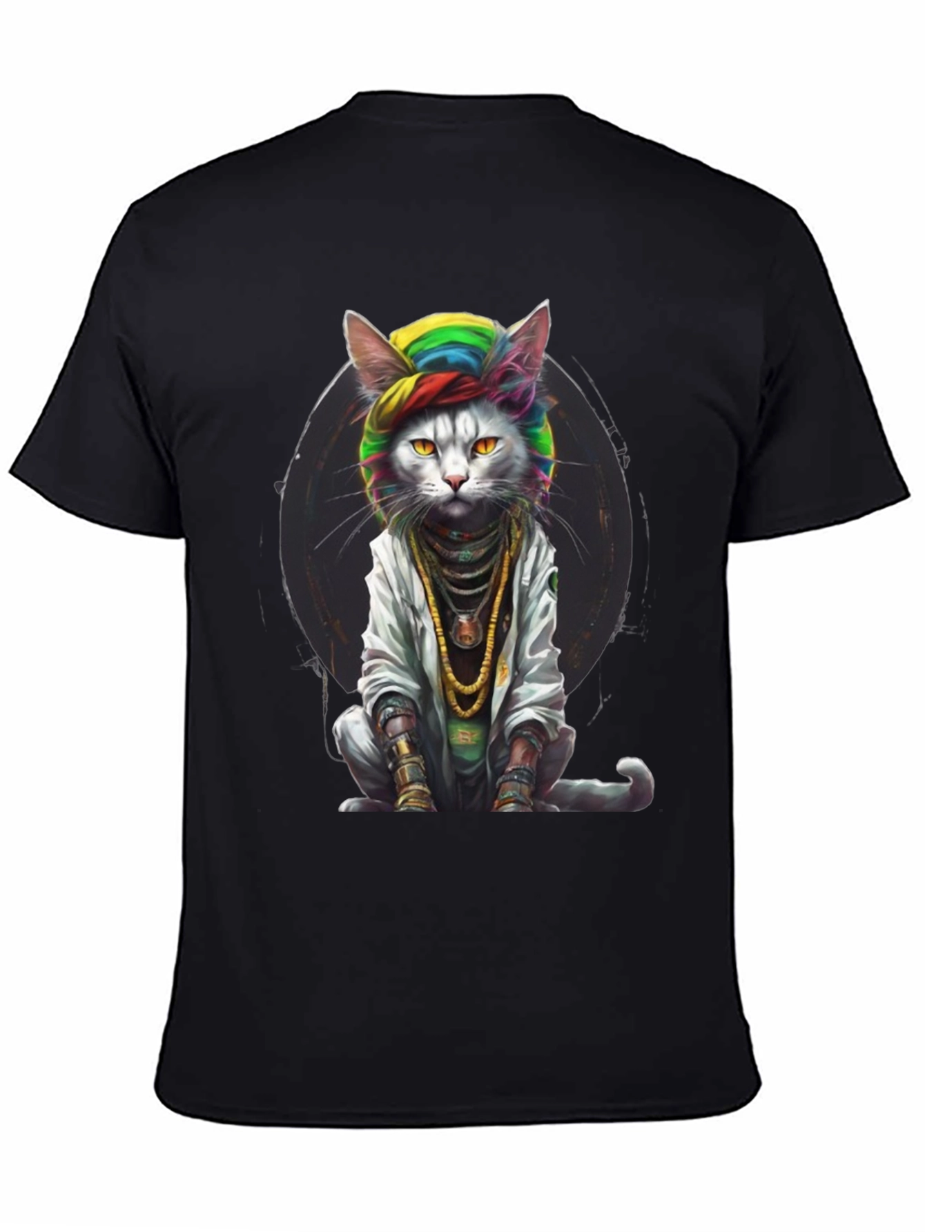 Black Cool Cat Graphic Tee view 4