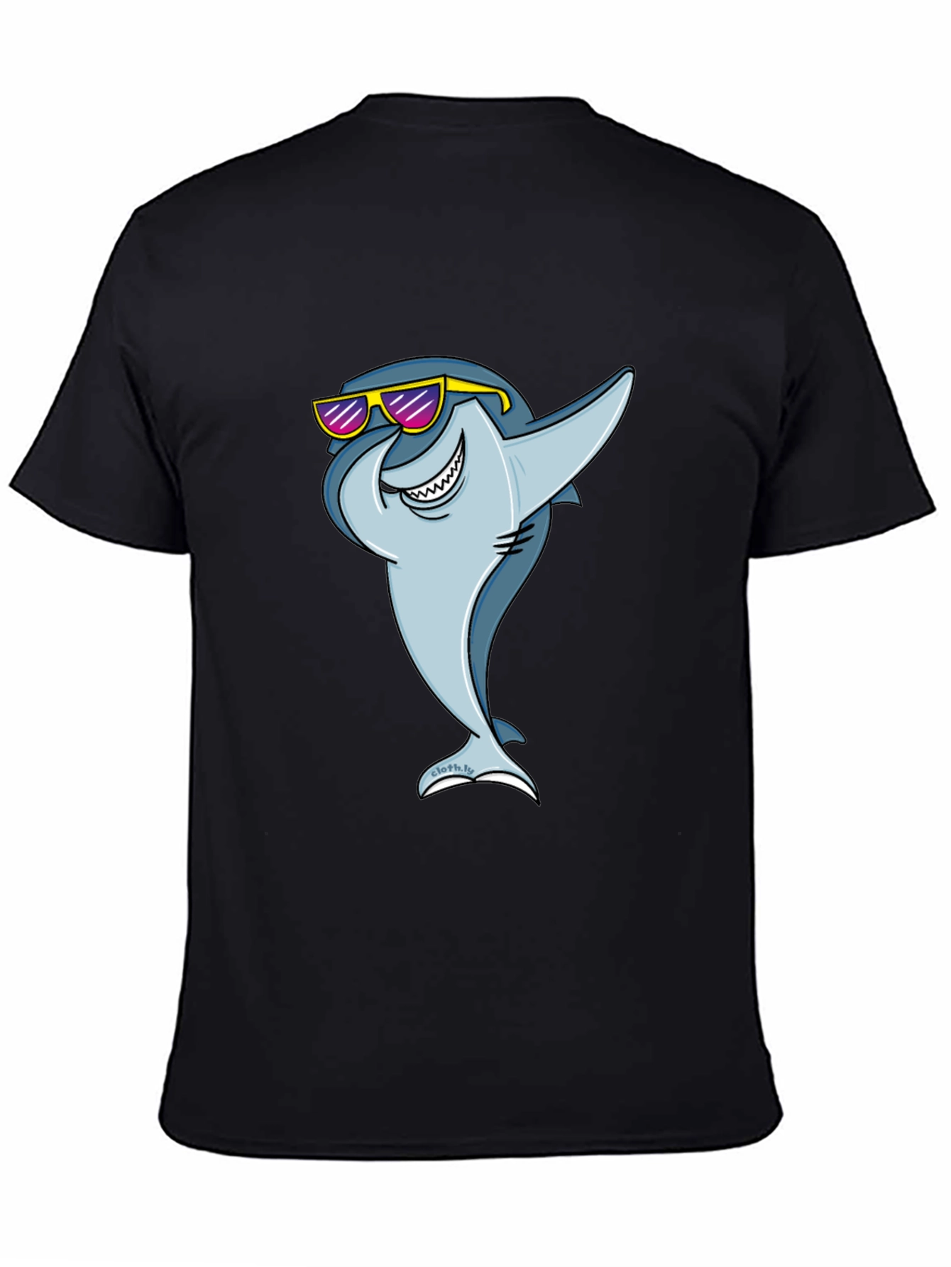 Black Cool Shark Graphic Tee - Black Cotton T-Shirt view 4