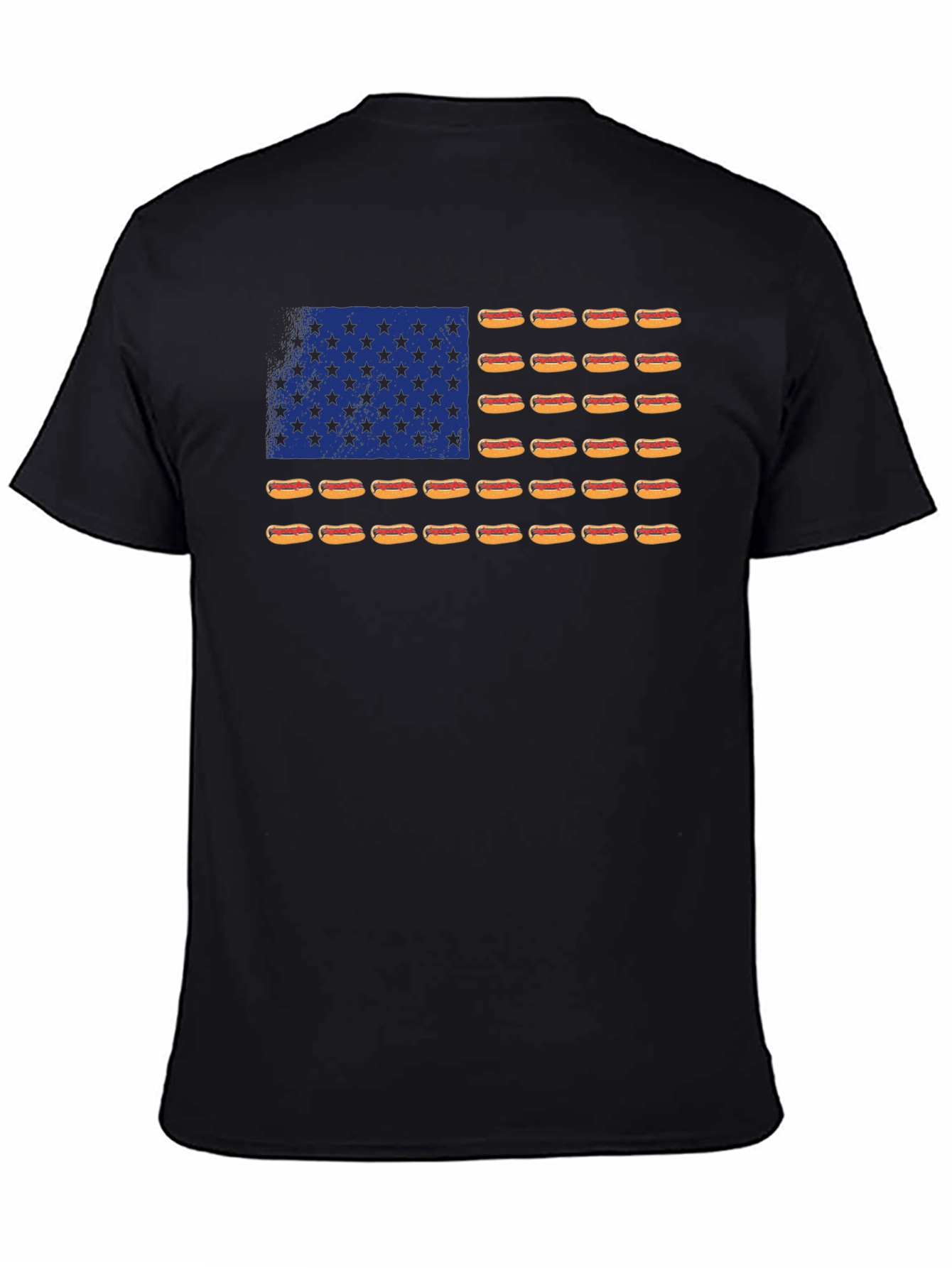 Black Hot Dog Flag T-Shirt - USA Patriotic Tee view 4