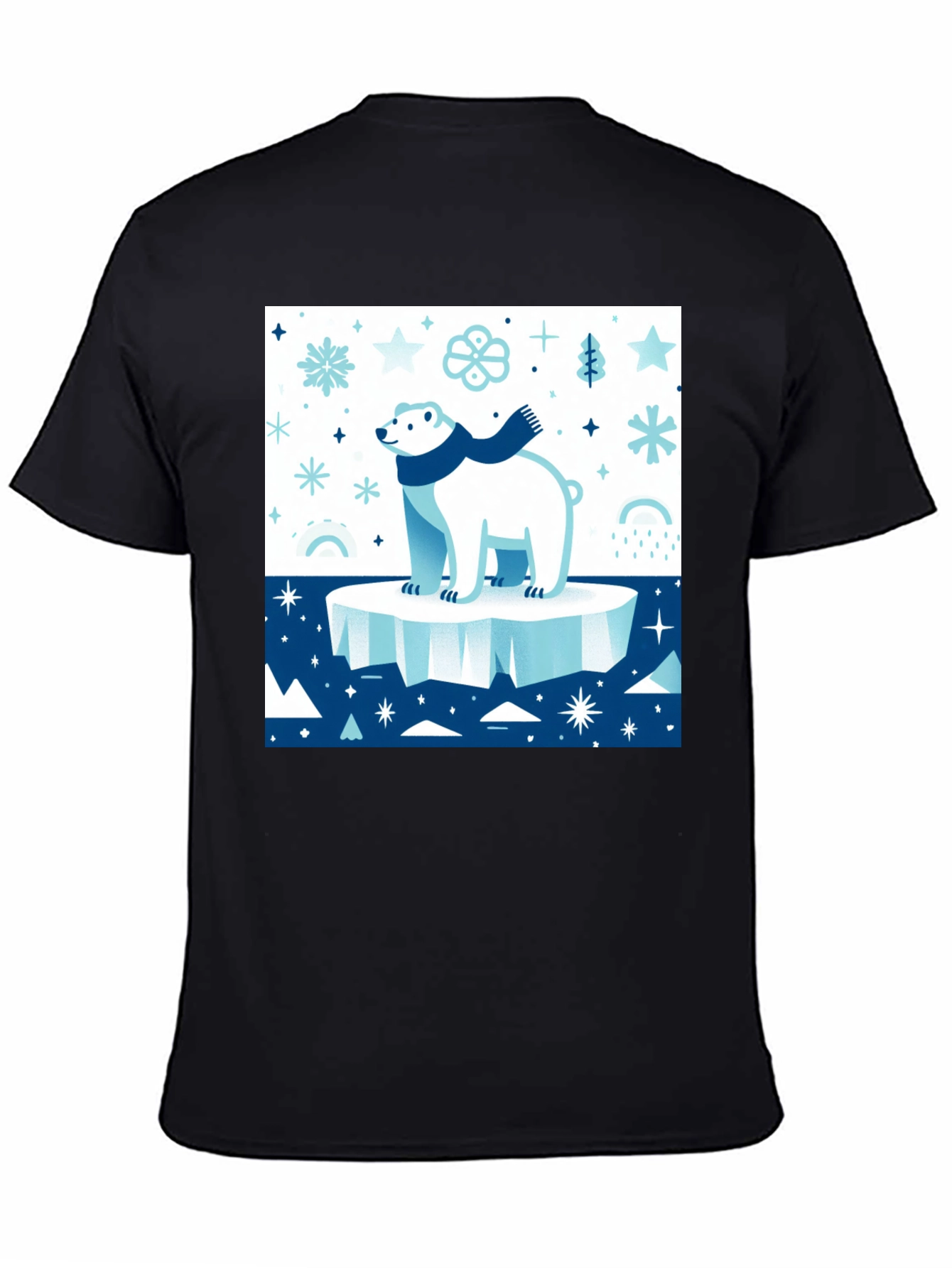 Black Polar Bear Winter Scene Graphic Tee view 4