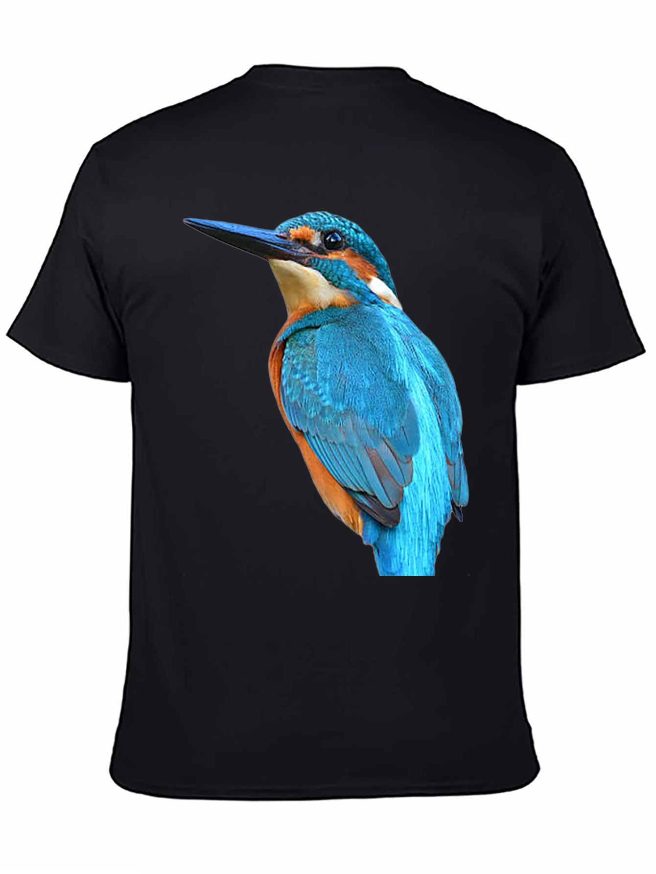 Black Kingfisher Bird Graphic Black T-Shirt view 4