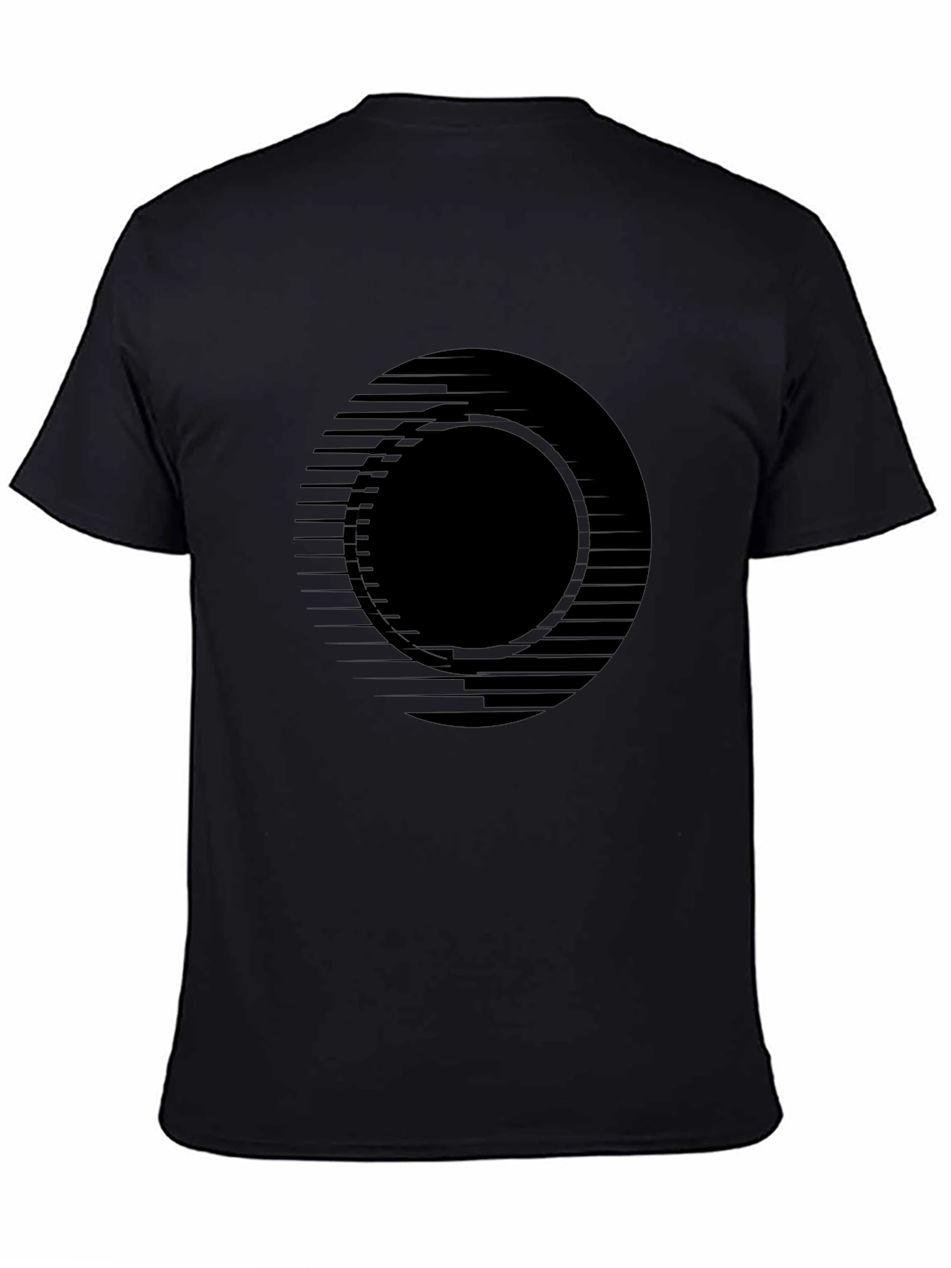 Black Men's Black Graphic Tee - Modern Circle Design view 4