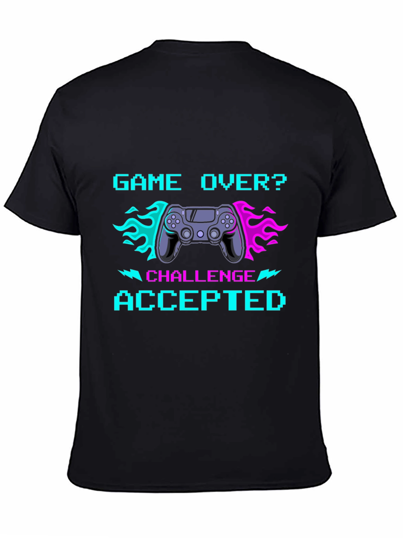 Black Game Over Challenge Accepted Graphic Tee - Gamer T-Shirt view 4