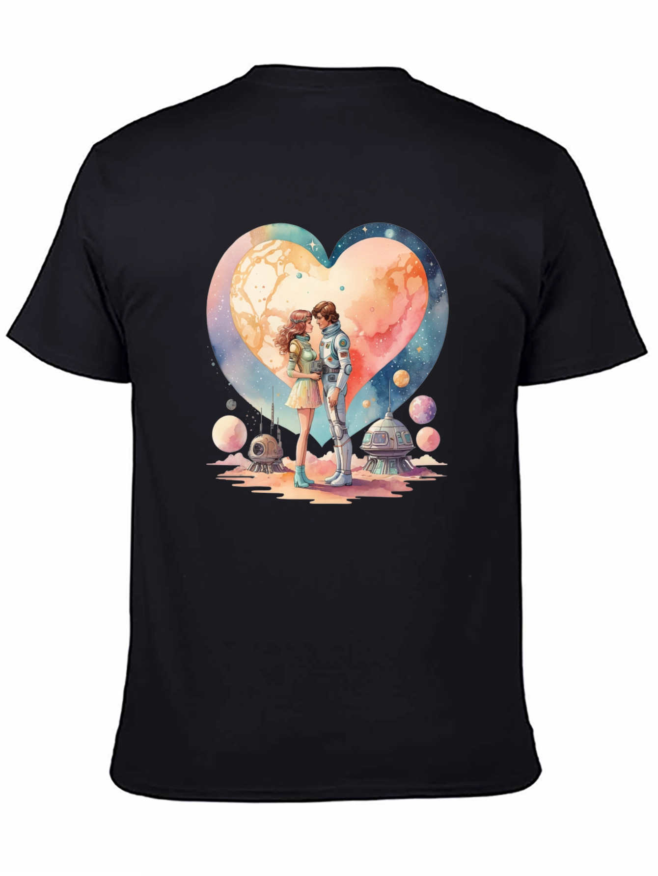 Black Space Romance Graphic T-Shirt view 4