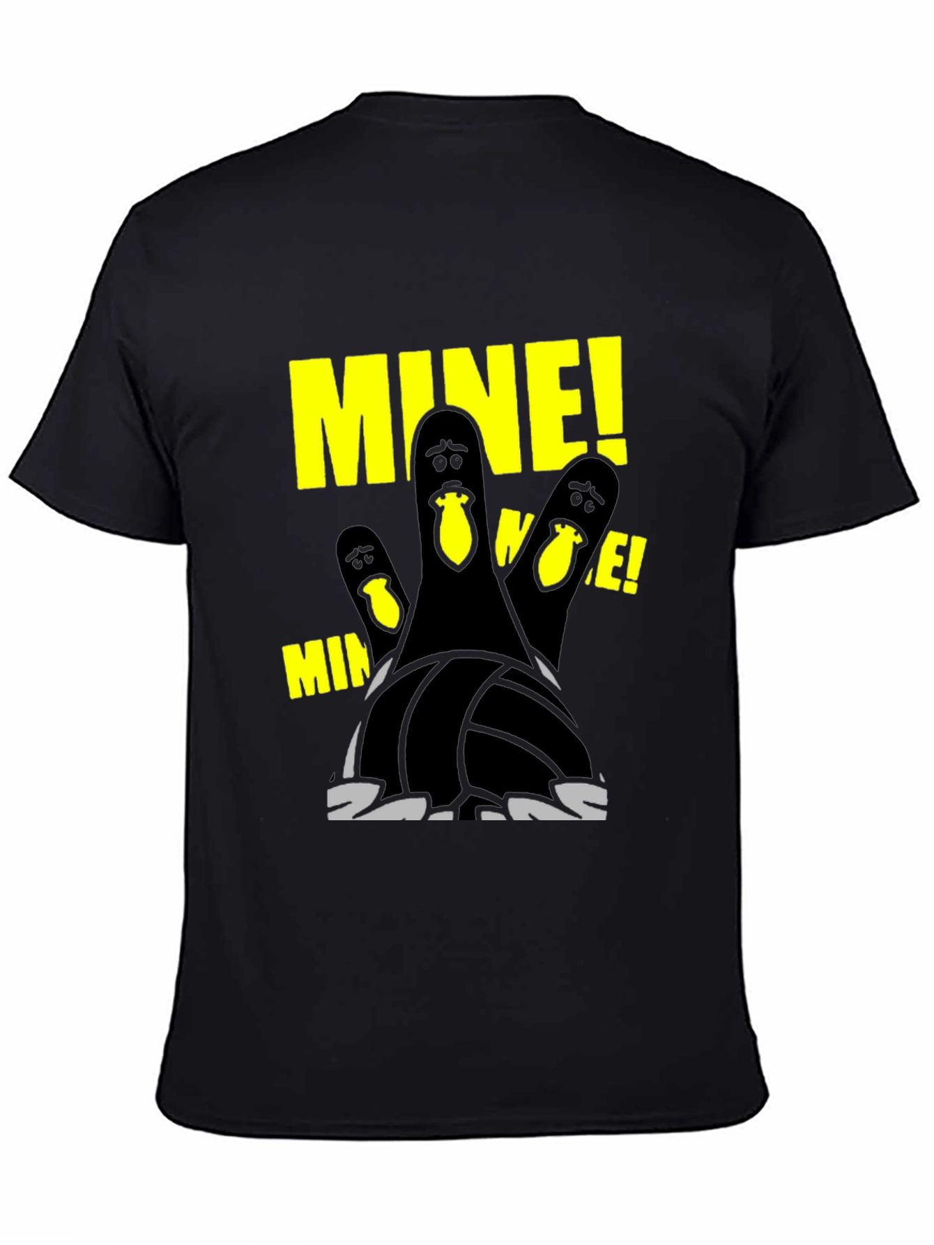 Black Funny Bowling Pins "MINE" T-Shirt view 4