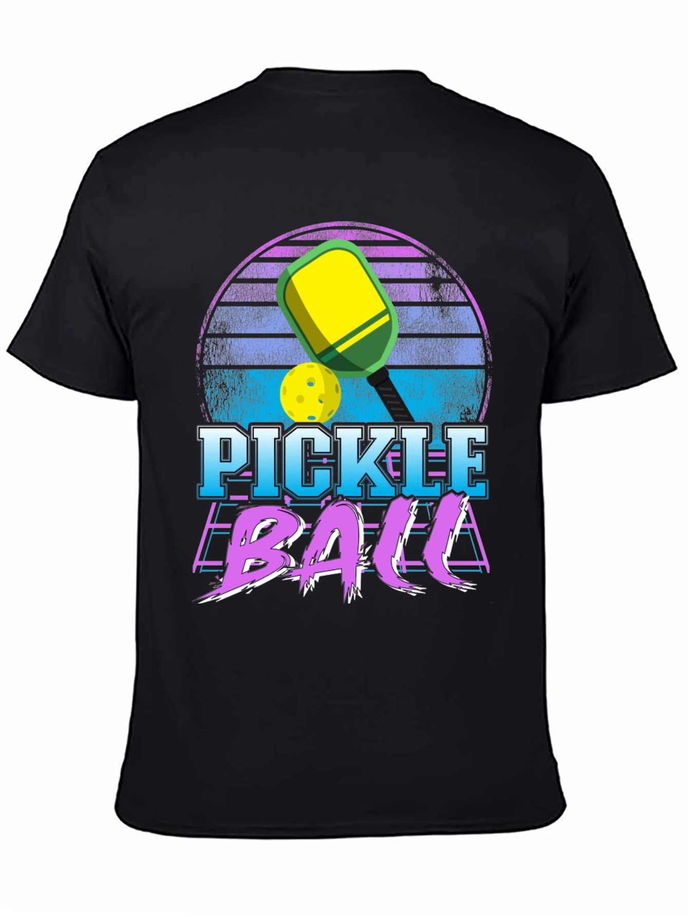 Black Retro Pickleball Graphic T-Shirt view 4