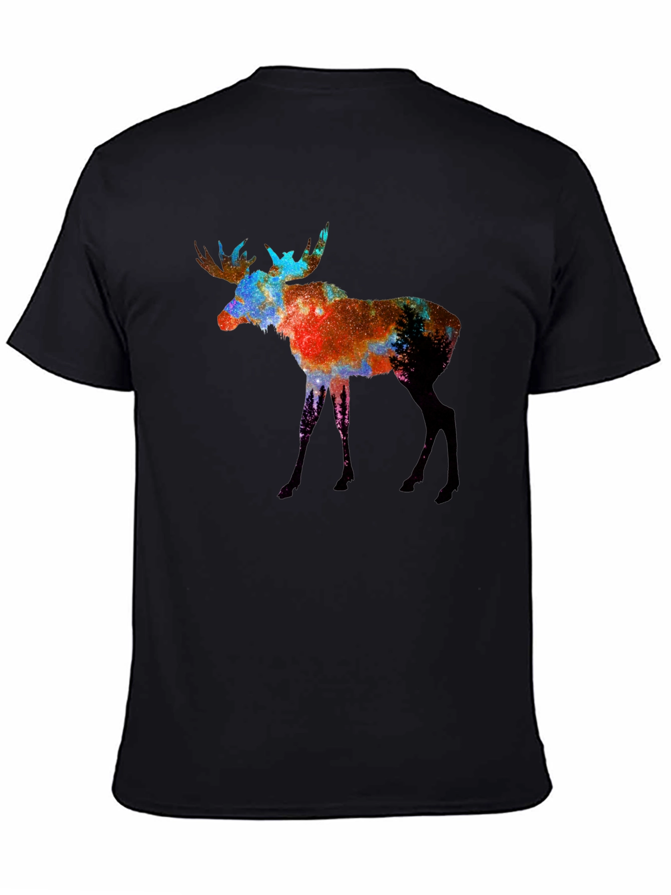 Black Moose Silhouette Graphic Tee - Men's Black T-Shirt view 4