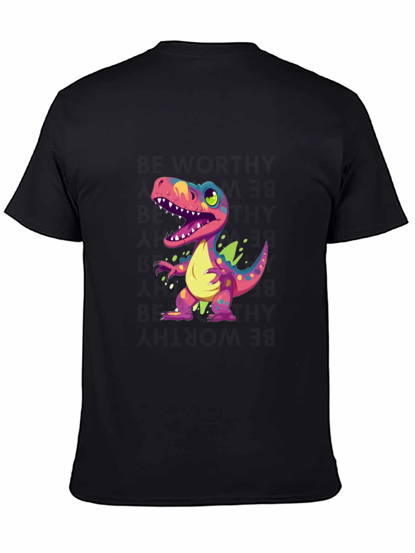 Black Cartoon Dinosaur Graphic Tee view 4