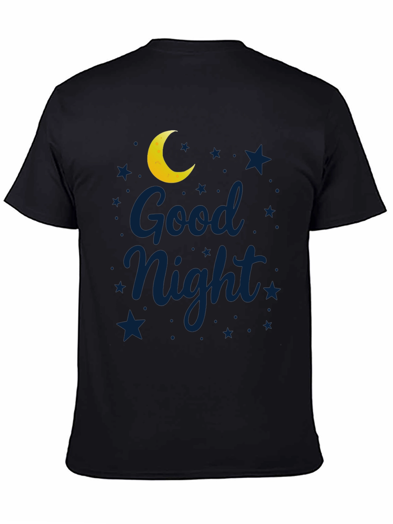 Black Good Night Moon & Stars Graphic Black T-Shirt view 4