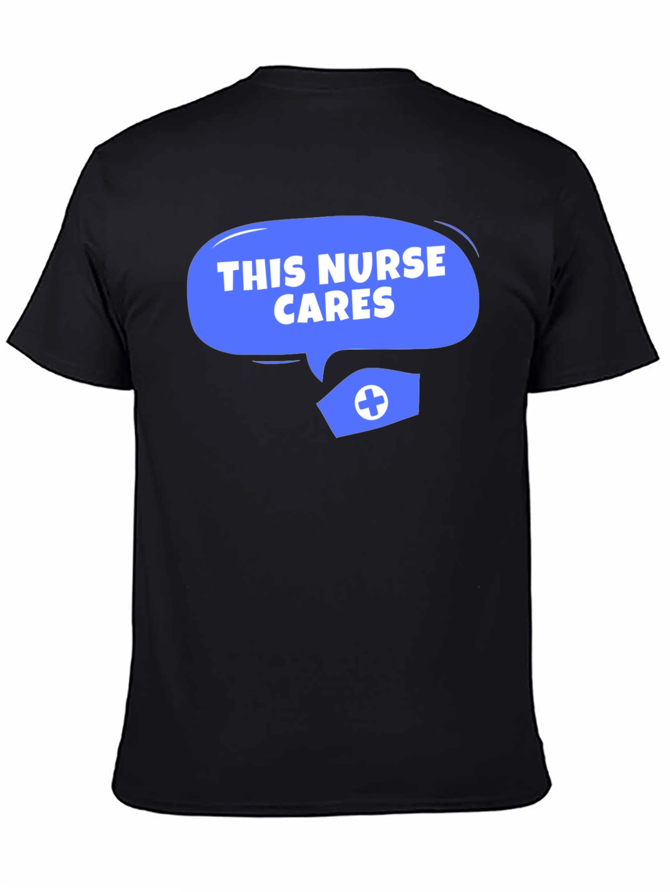 Black This Nurse Cares T-Shirt - Comfortable Black Tee view 4