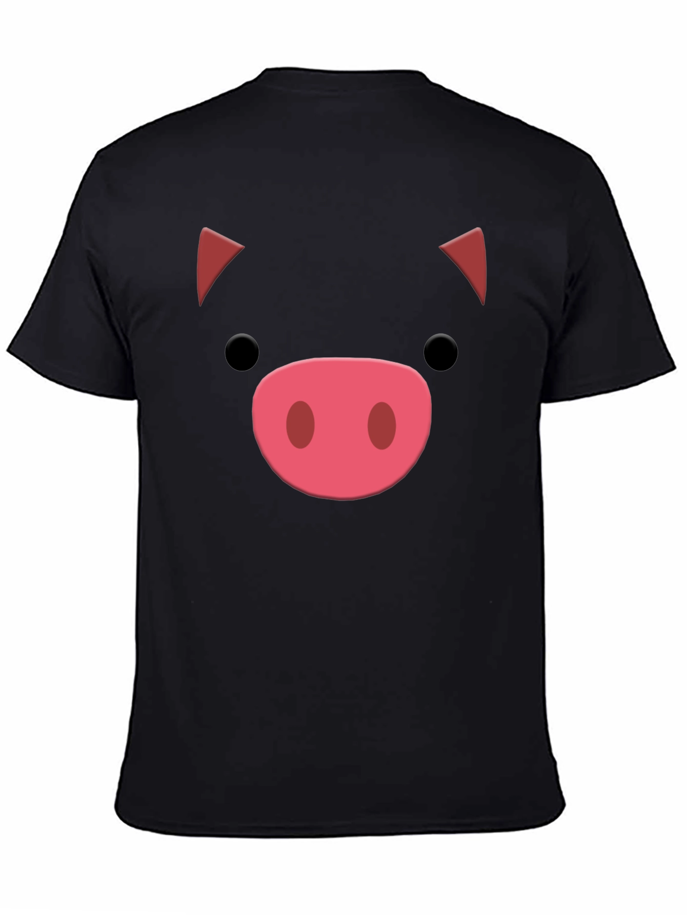 Black Cute Pig Face Graphic Tee - Soft Cotton Blend view 4