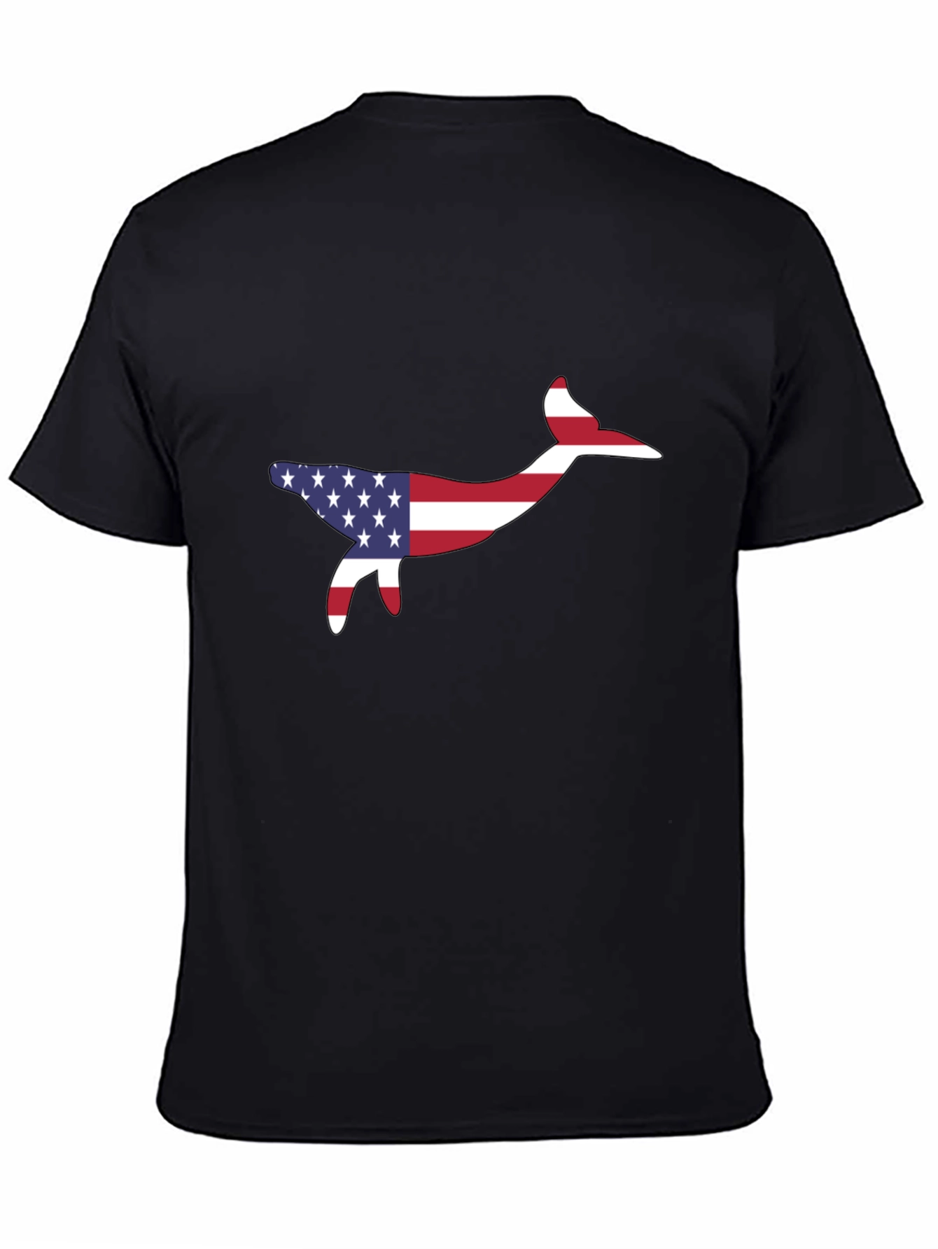 Black USA Flag Whale Graphic Tee - Patriotic Style view 4