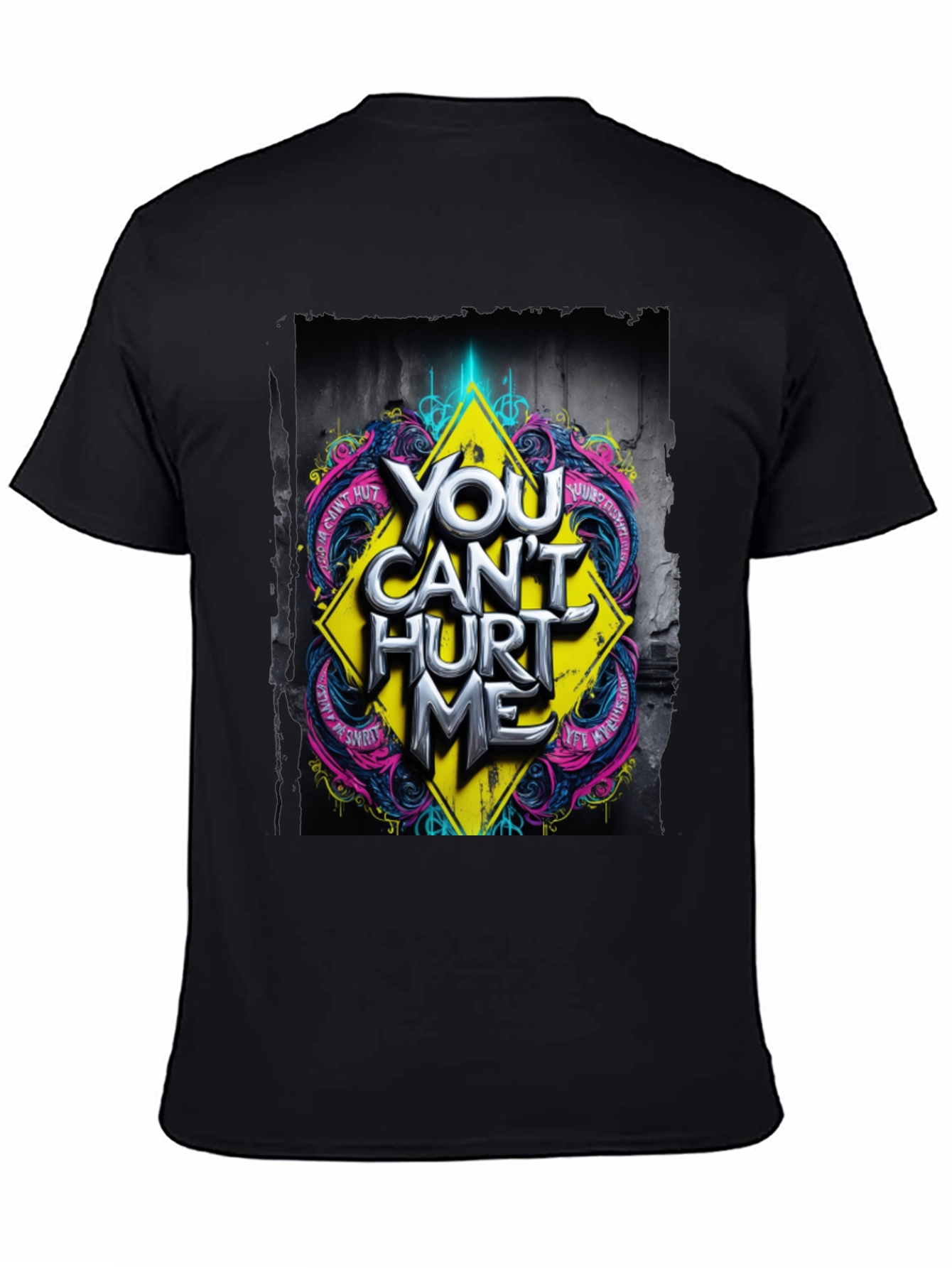 Black Edgy "You Can't Hurt Me" Graphic Black T-Shirt view 4