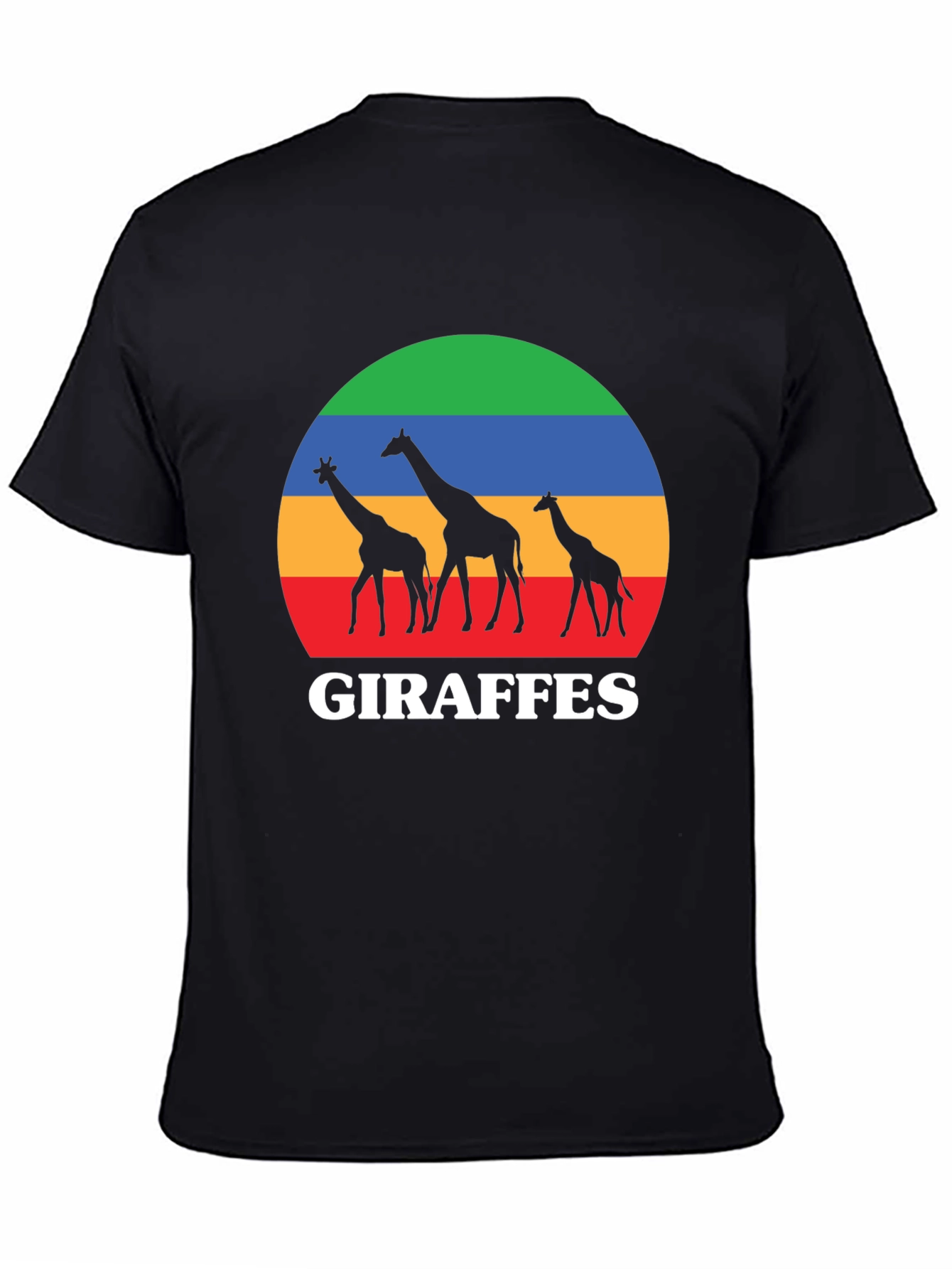 Black Giraffes Sunset Black T-Shirt view 4
