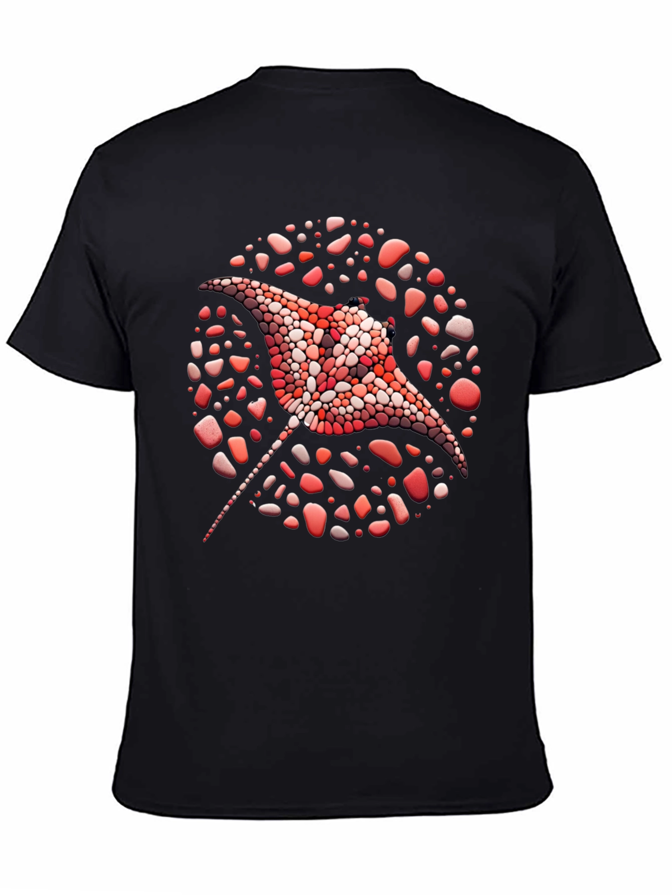 Black Manta Ray Mosaic Tee - Unique Graphic T-Shirt view 4