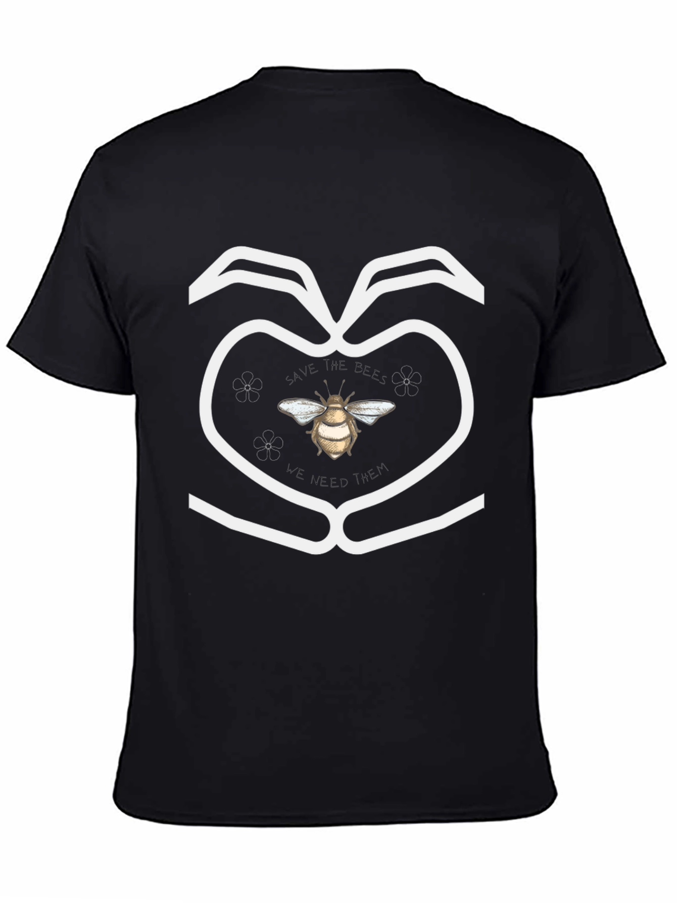 Black Save the Bees Graphic Tee - Black Cotton T-Shirt view 4