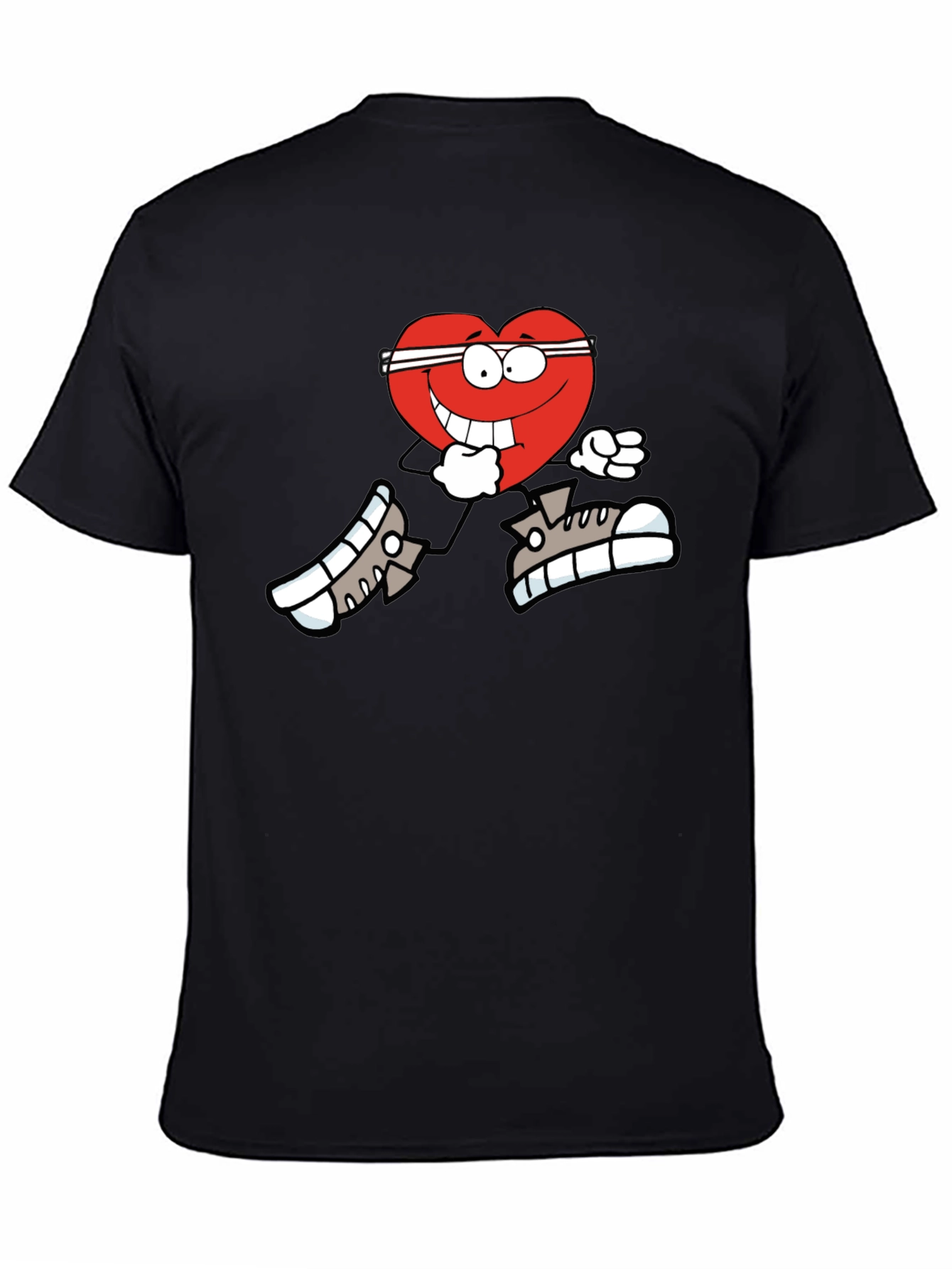 Black Running Heart Graphic Tee - Black Cotton Blend view 4