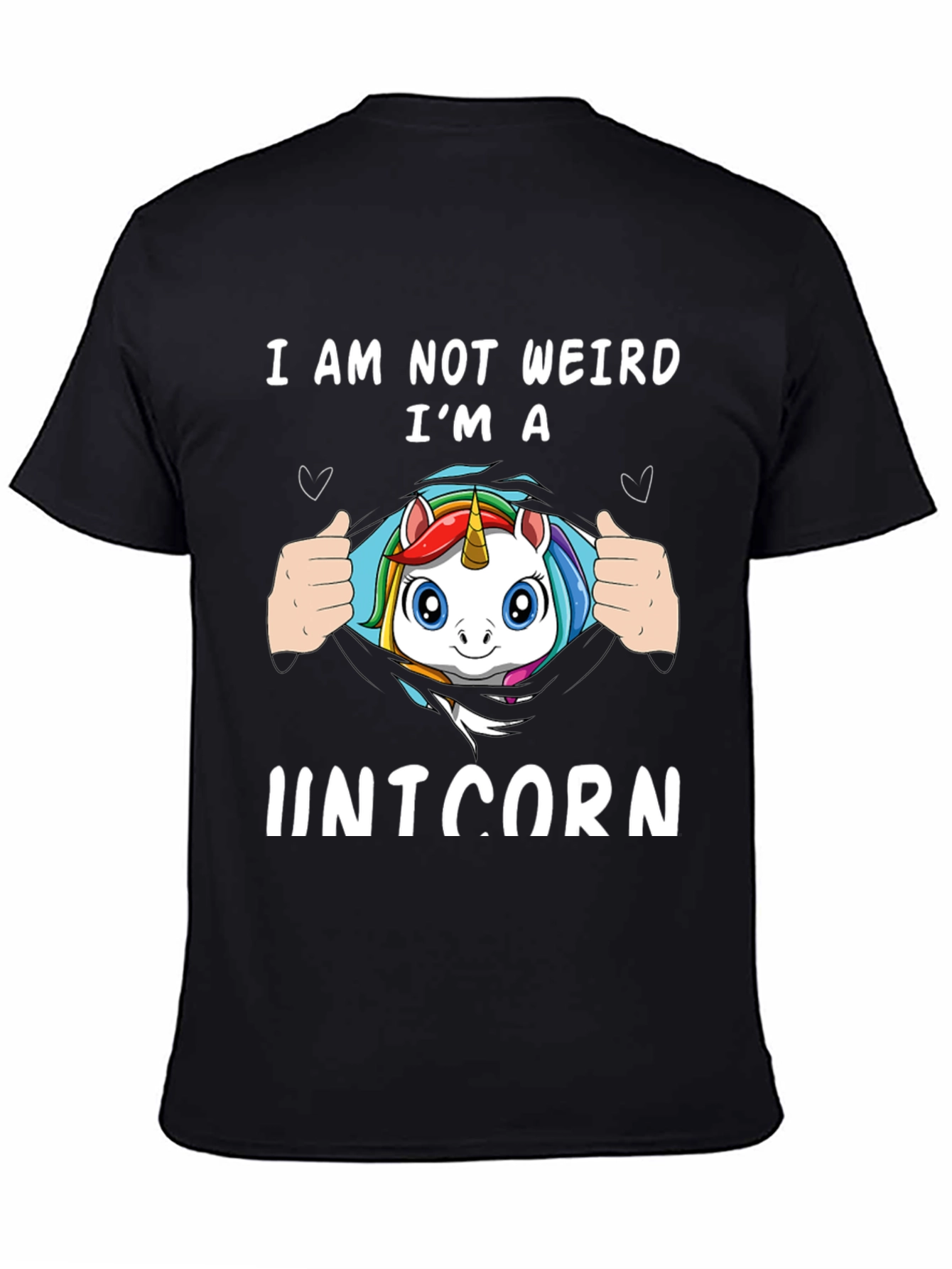 Black I'm a Unicorn Black T-Shirt view 4