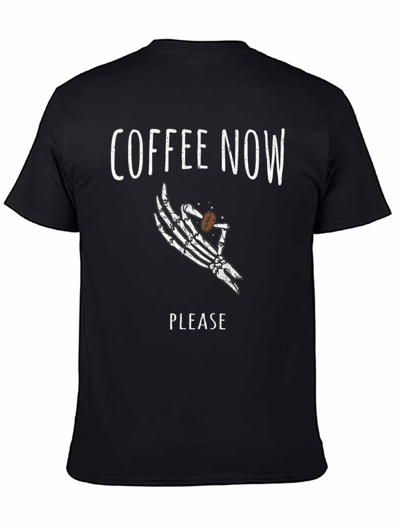 Black Coffee Now Please Skeleton Hand Graphic Tee view 4