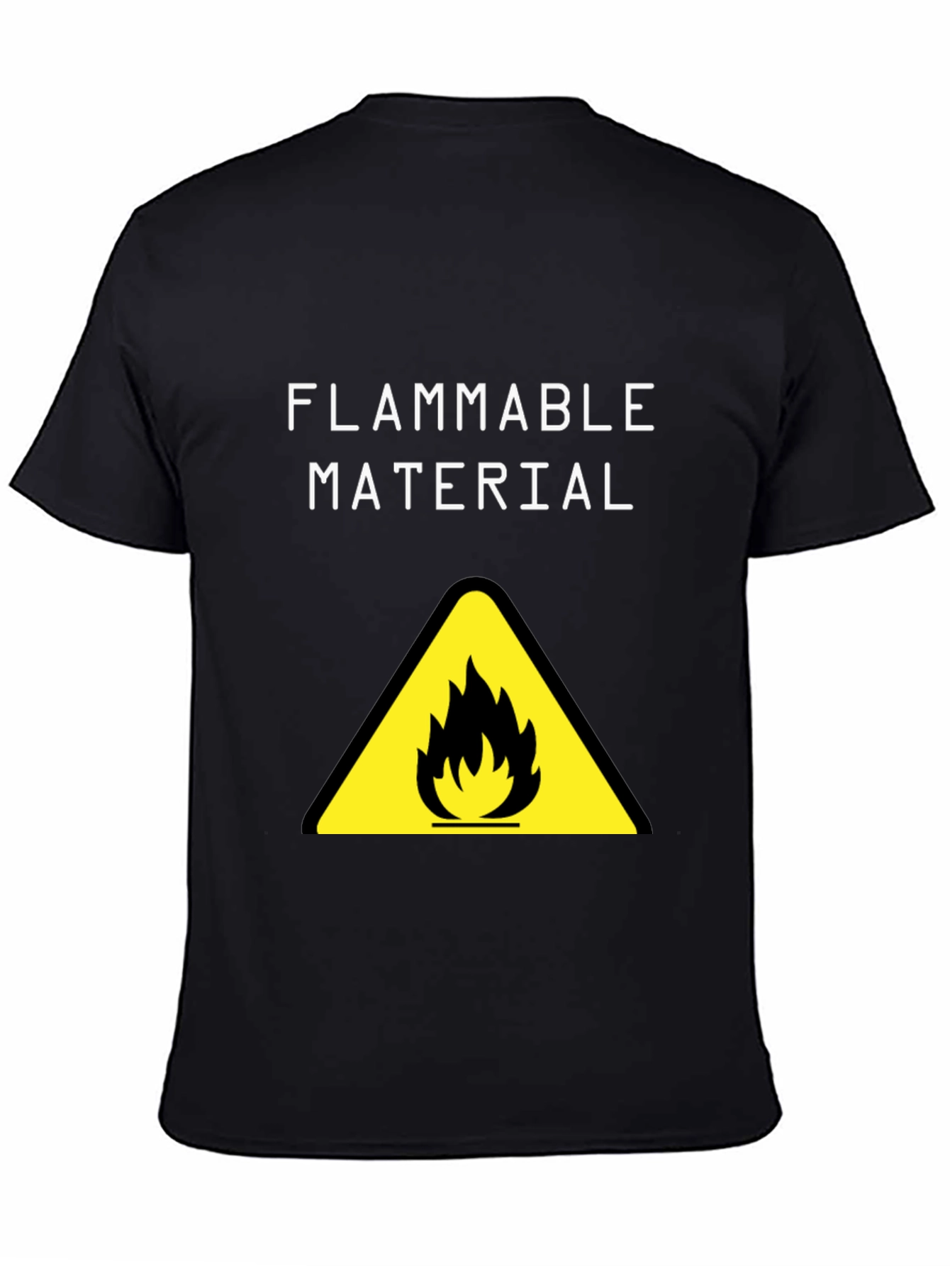 Black Flammable Material Warning Graphic T-Shirt view 4