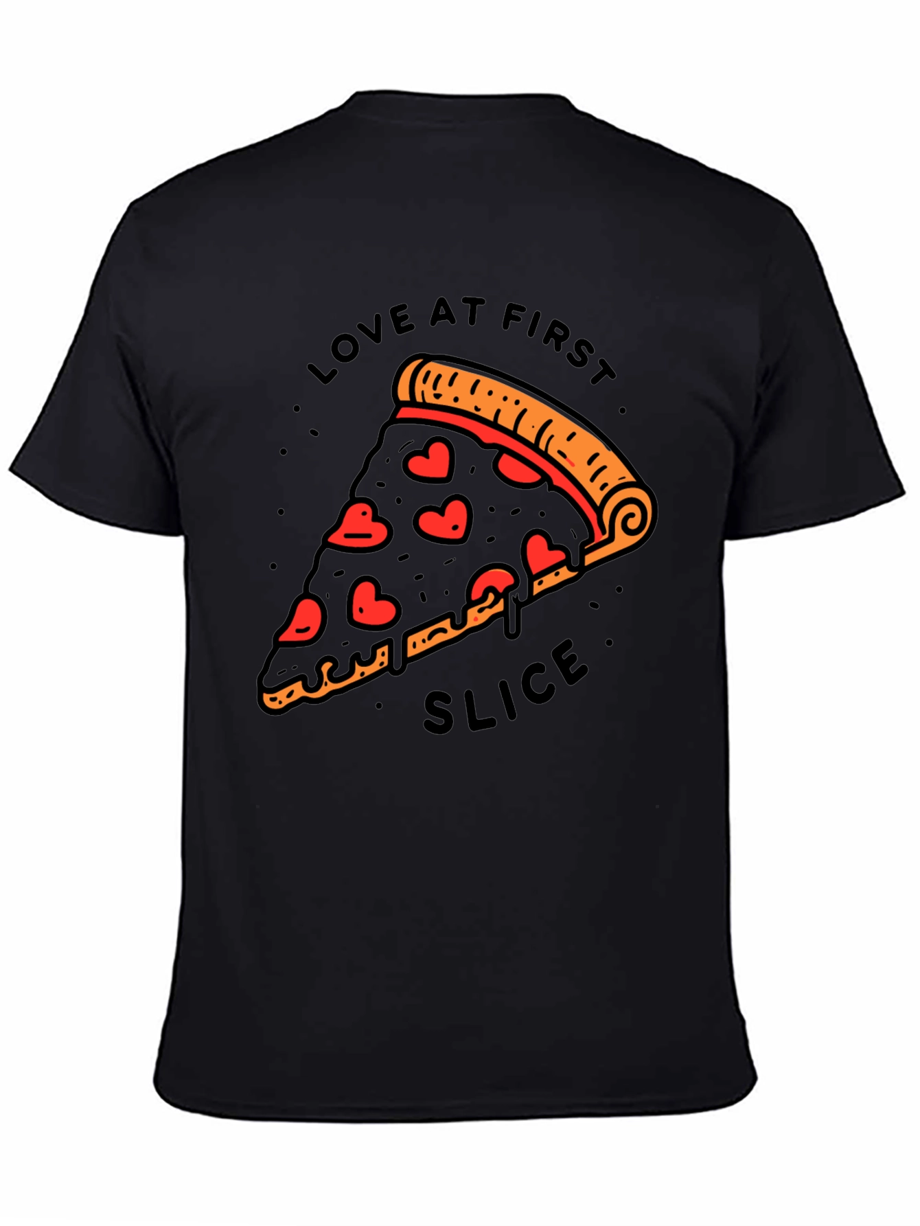 Black Love At First Slice Pizza T-Shirt - Black view 4