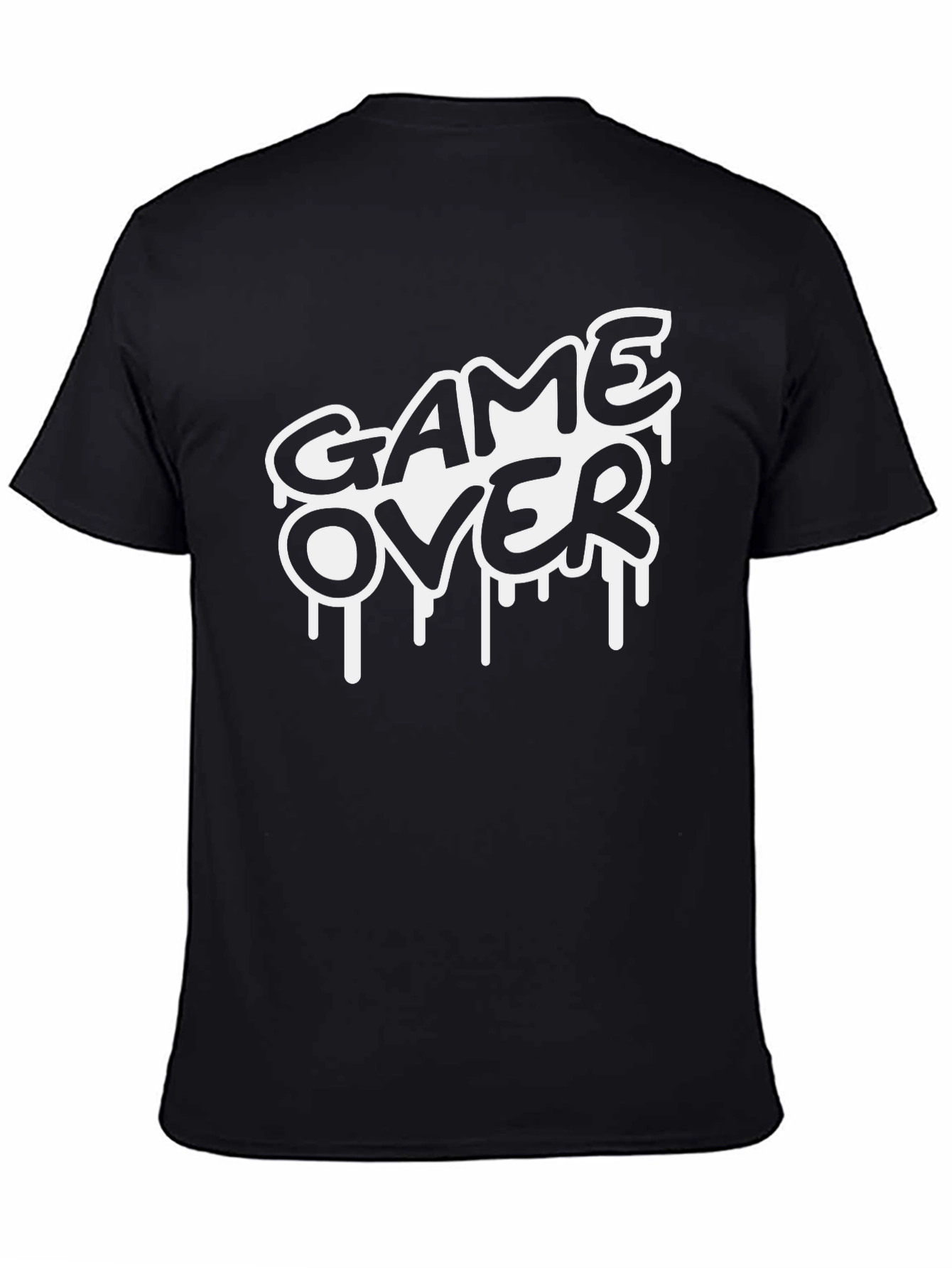 Black Game Over Graphic T-Shirt - Black Cotton Tee view 4
