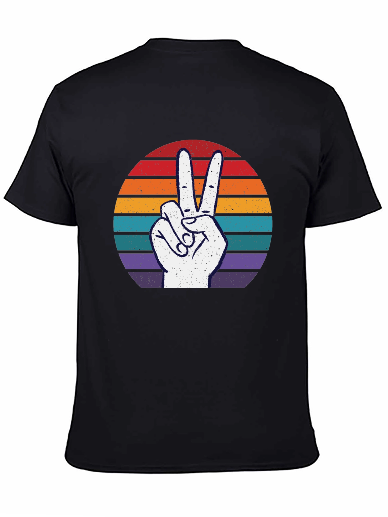Black Retro Peace Sign Graphic Tee view 4
