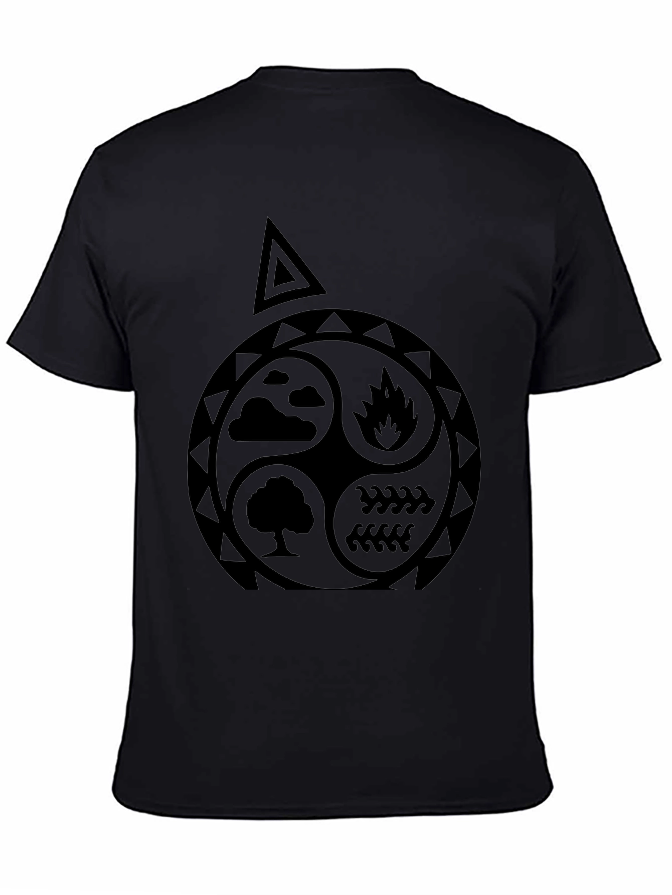 Black Elements T-Shirt: Earth, Air, Fire, Water Symbol view 4