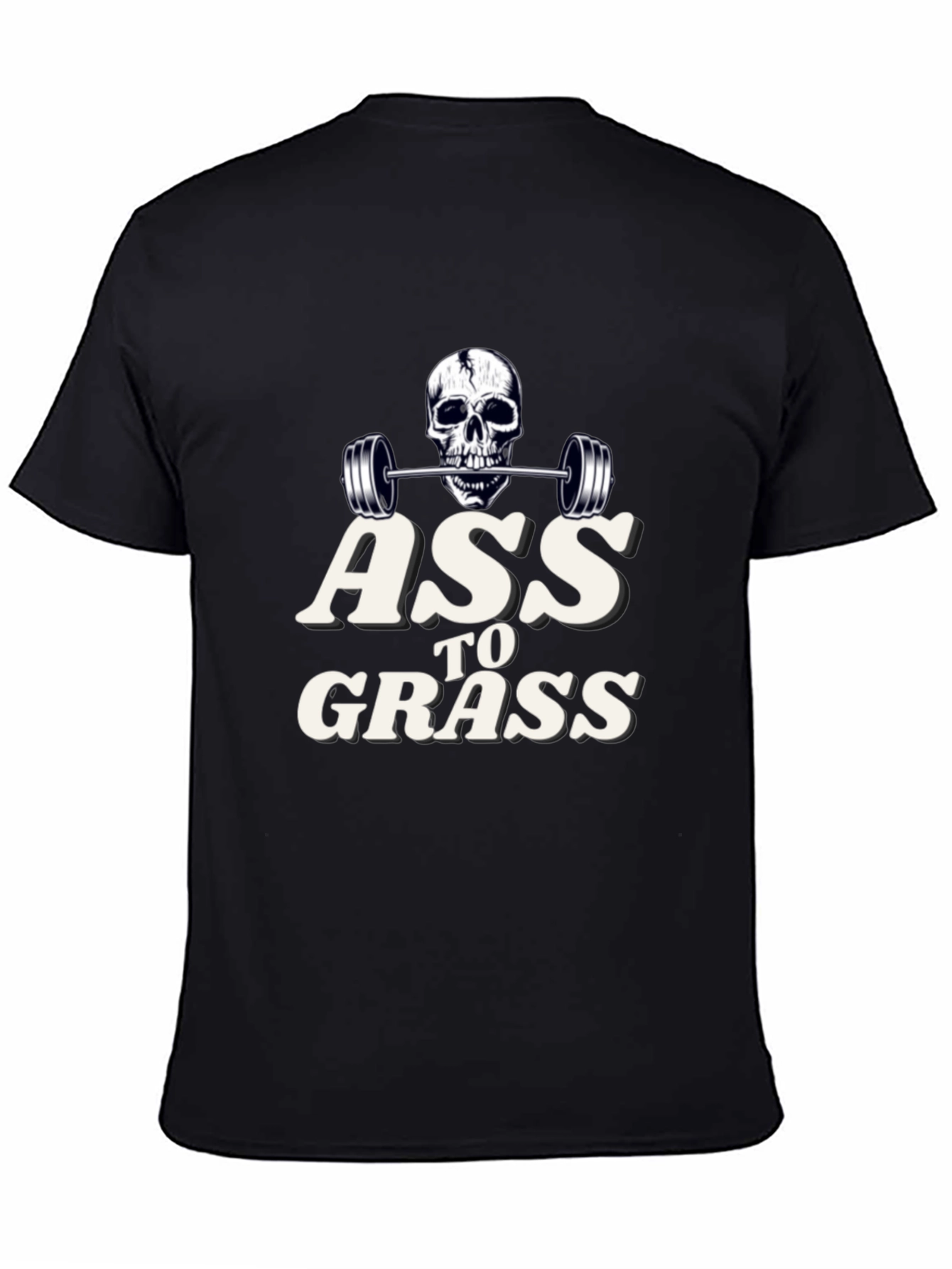 Black Ass to Grass Weightlifting Skull Graphic T-Shirt view 4