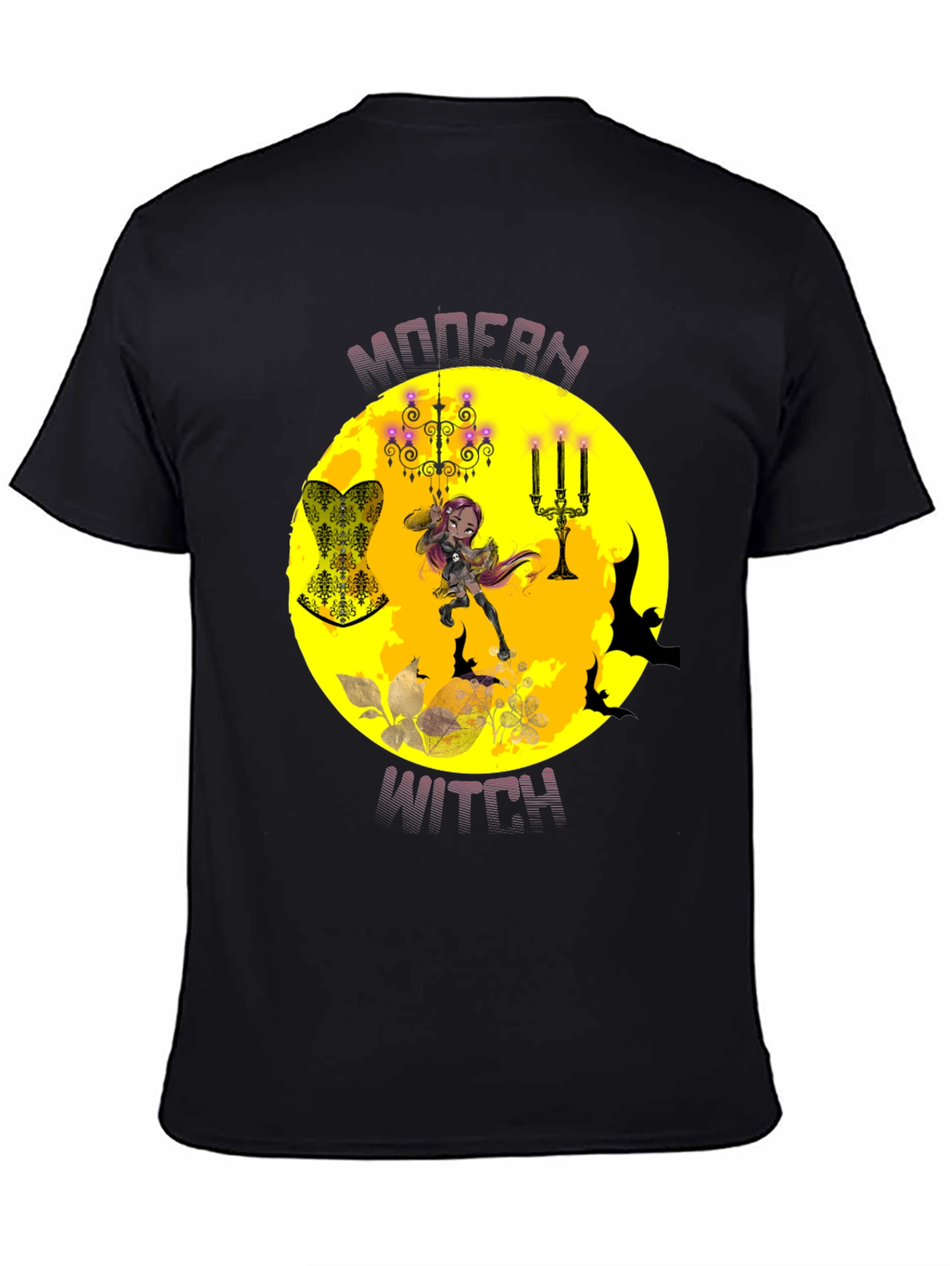 Black Modern Witch Graphic Tee - Halloween T-Shirt view 4