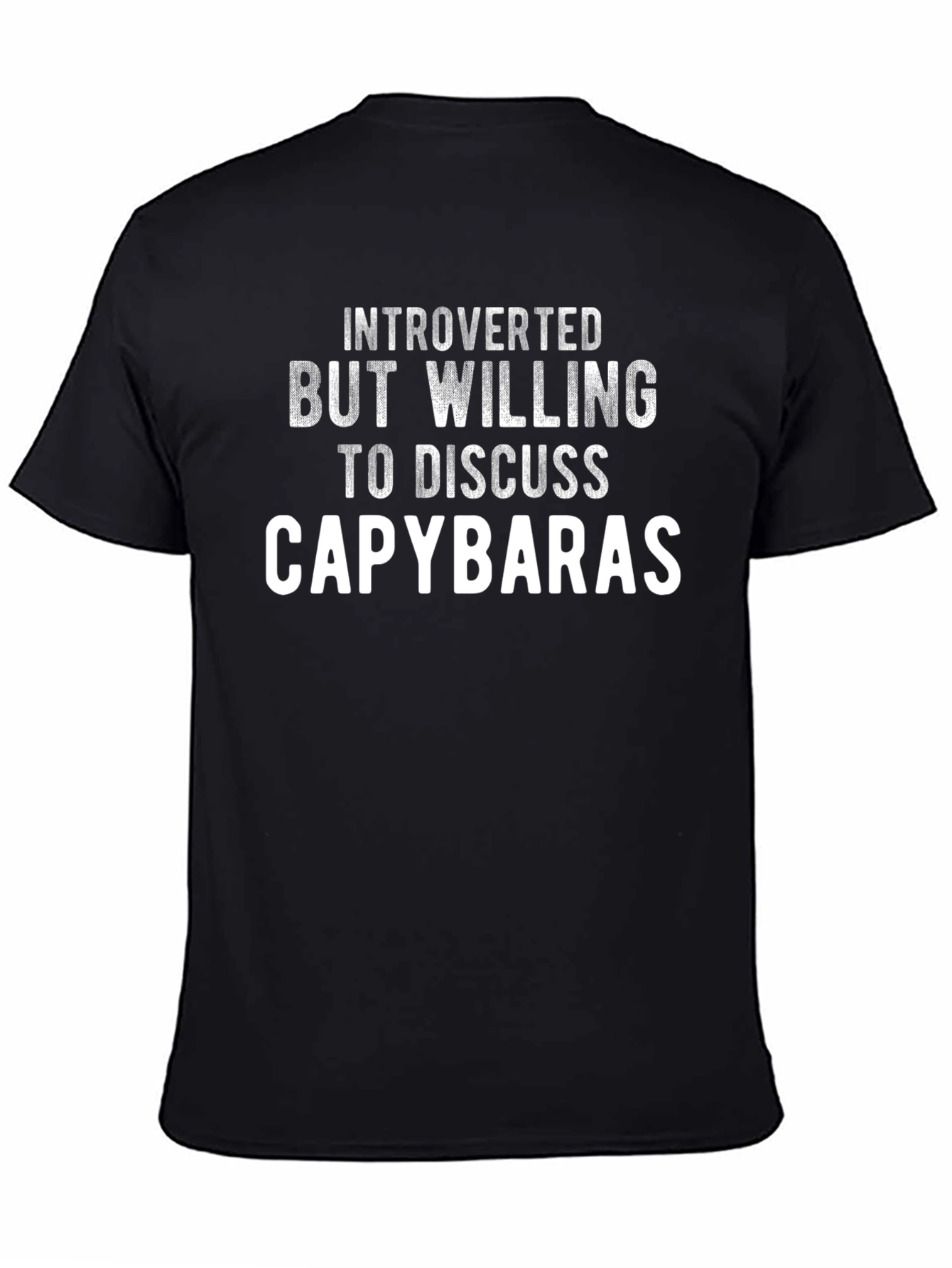 Black Introverted Capybara T-Shirt - Funny Animal Lover Tee view 4