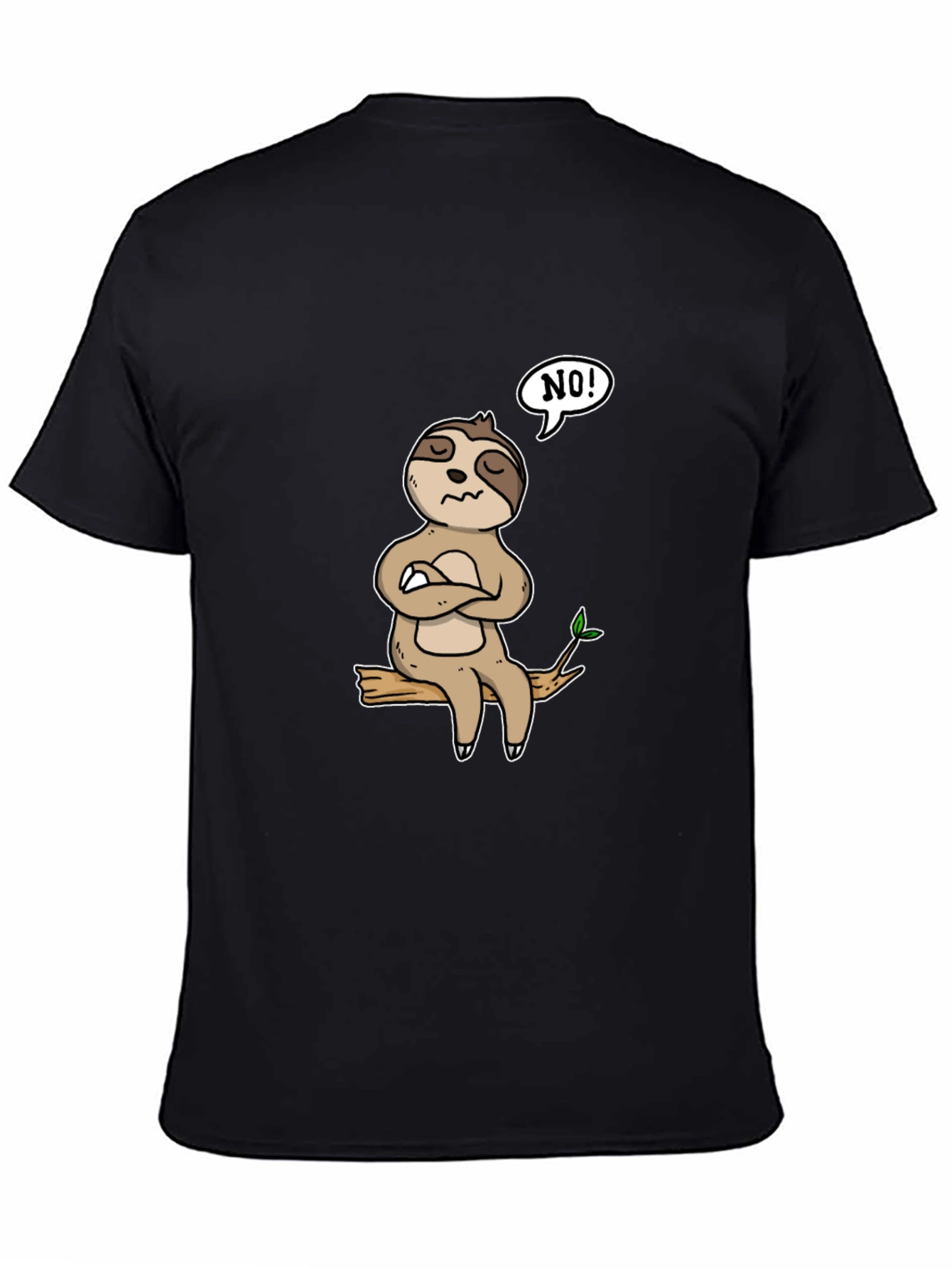 Black Sloth 'NO!' Graphic T-Shirt - Relaxed Fit view 4