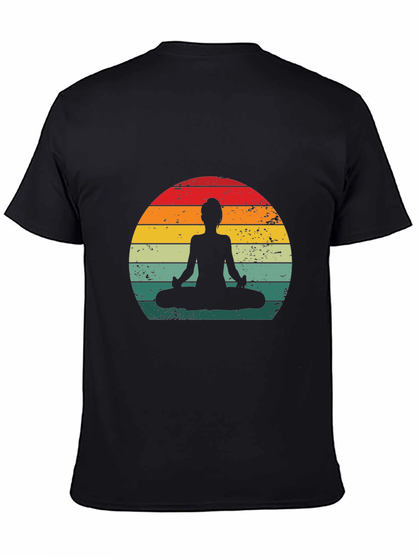 Black Retro Yoga Silhouette T-Shirt view 4