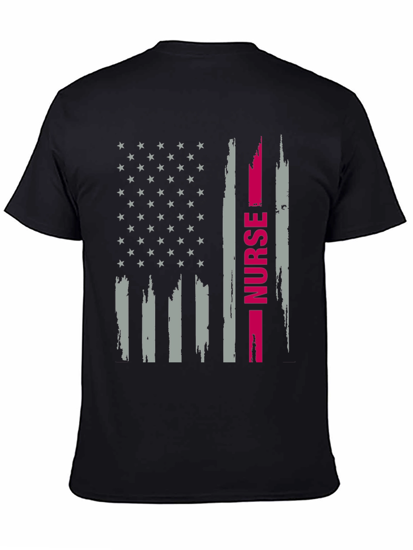 Black Nurse American Flag Graphic T-Shirt view 4