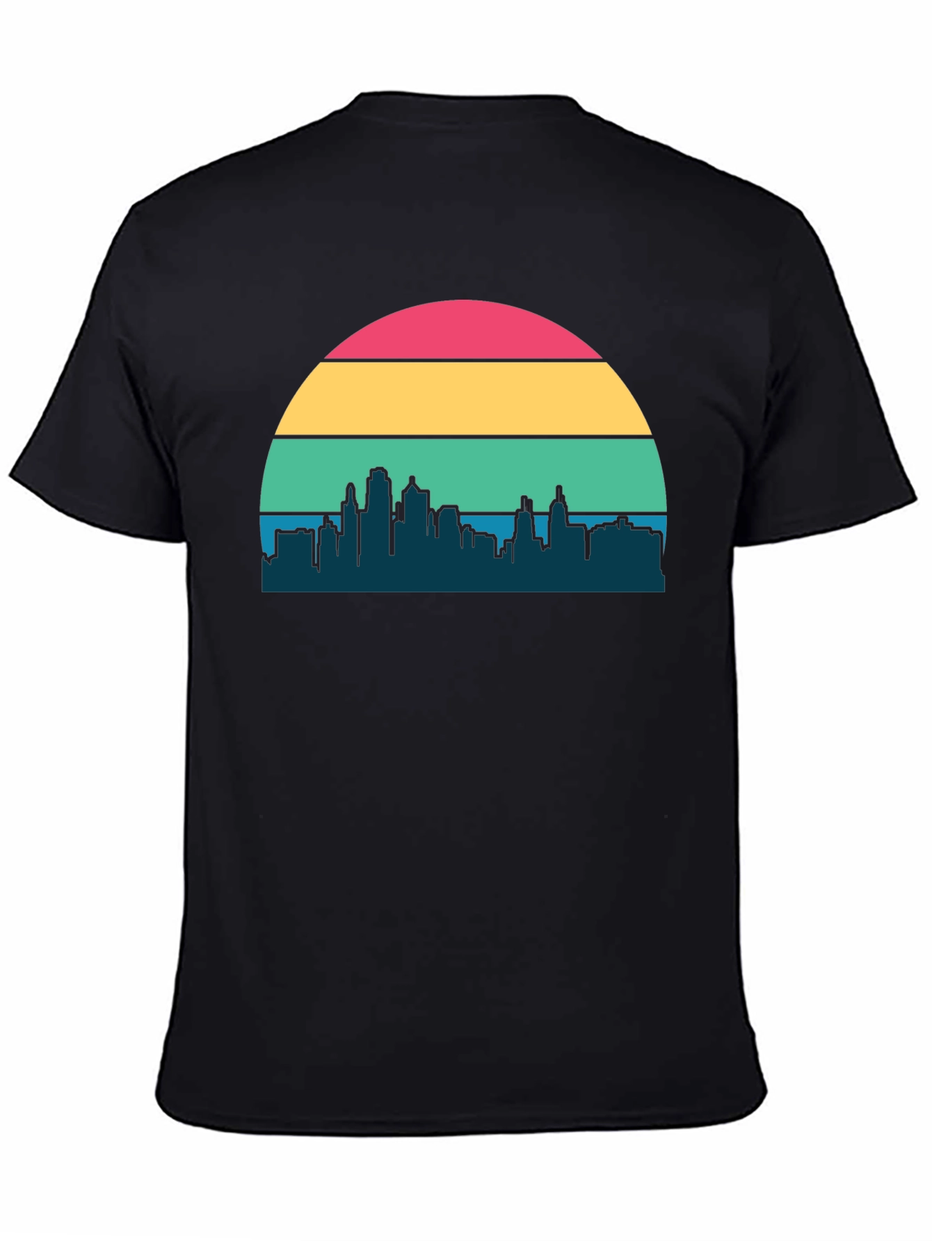 Black Retro Sunset Cityscape Graphic Tee view 4