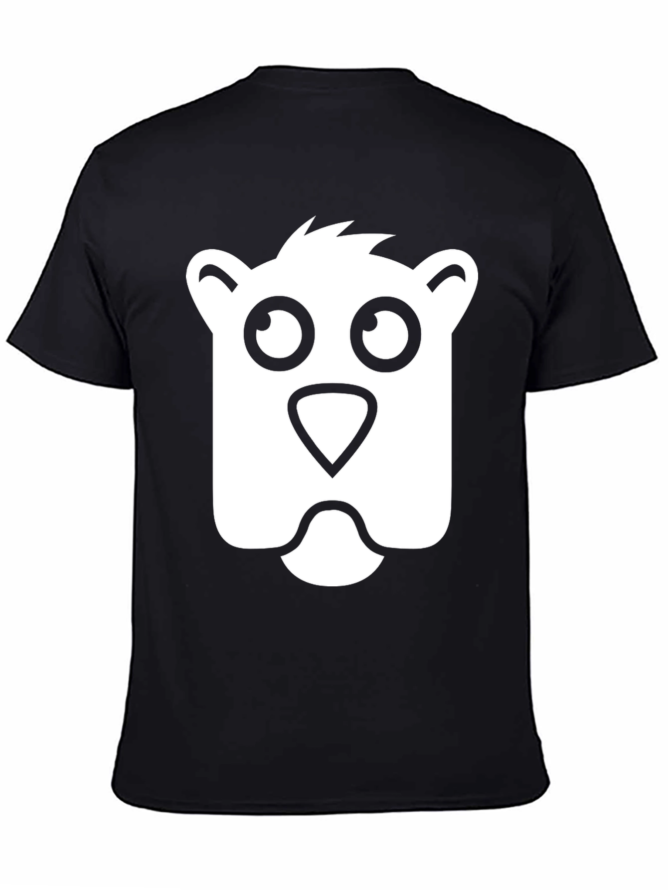 Black Cartoon Bear Face Black T-Shirt view 4