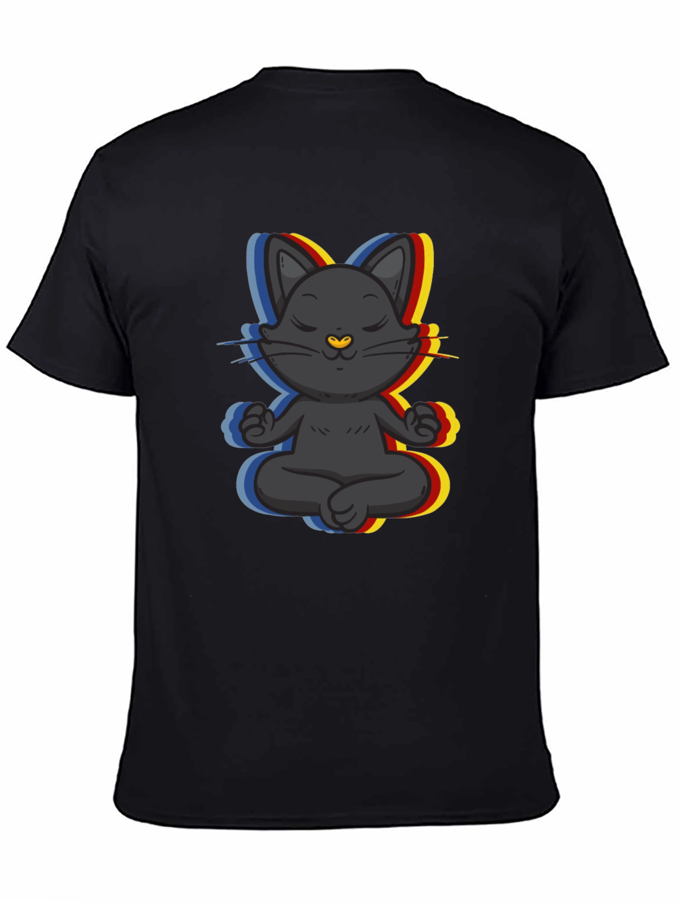 Black Zen Cat T-Shirt - Meditating Feline Tee view 4