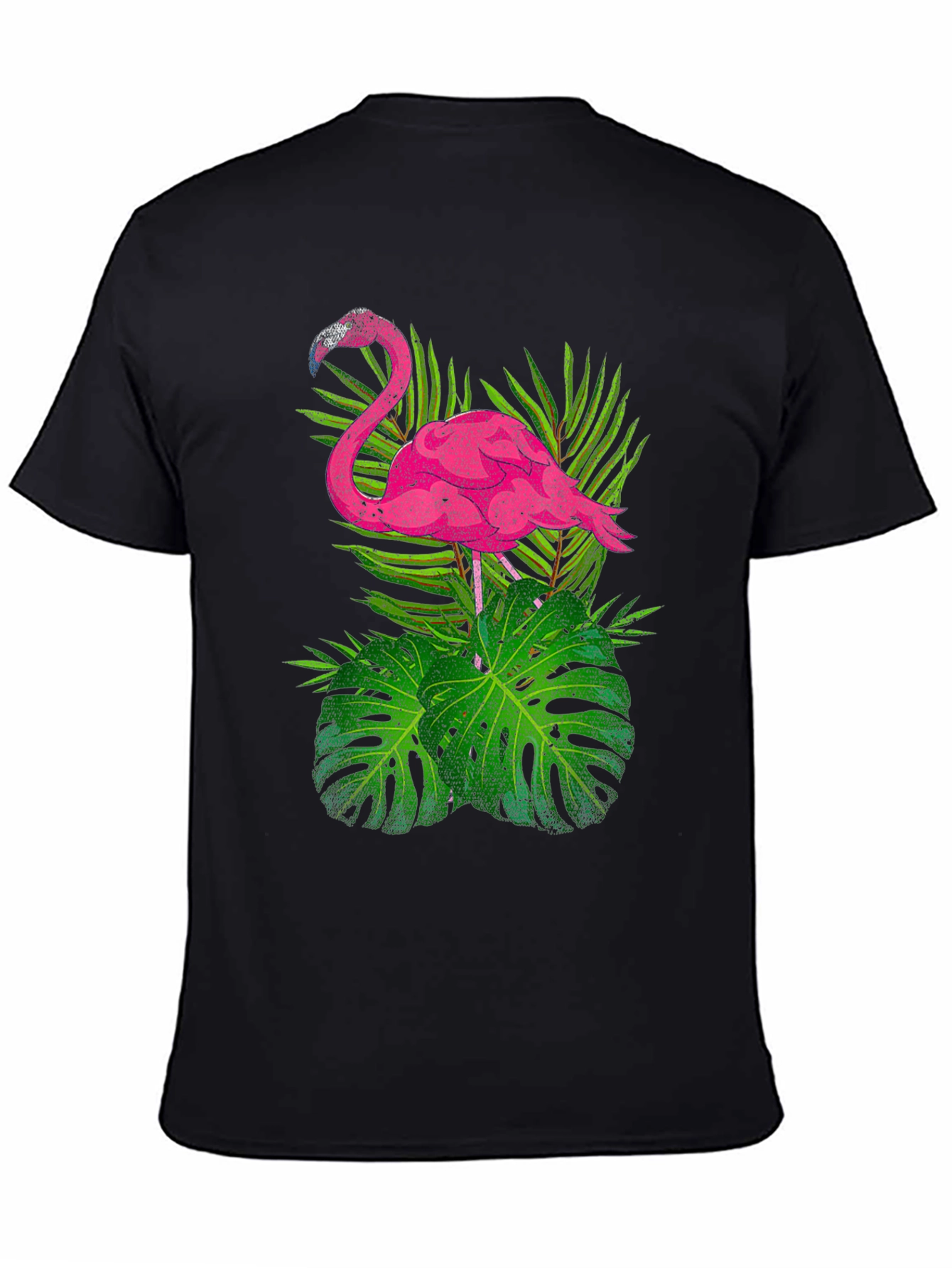 Black Tropical Flamingo Graphic T-Shirt view 4