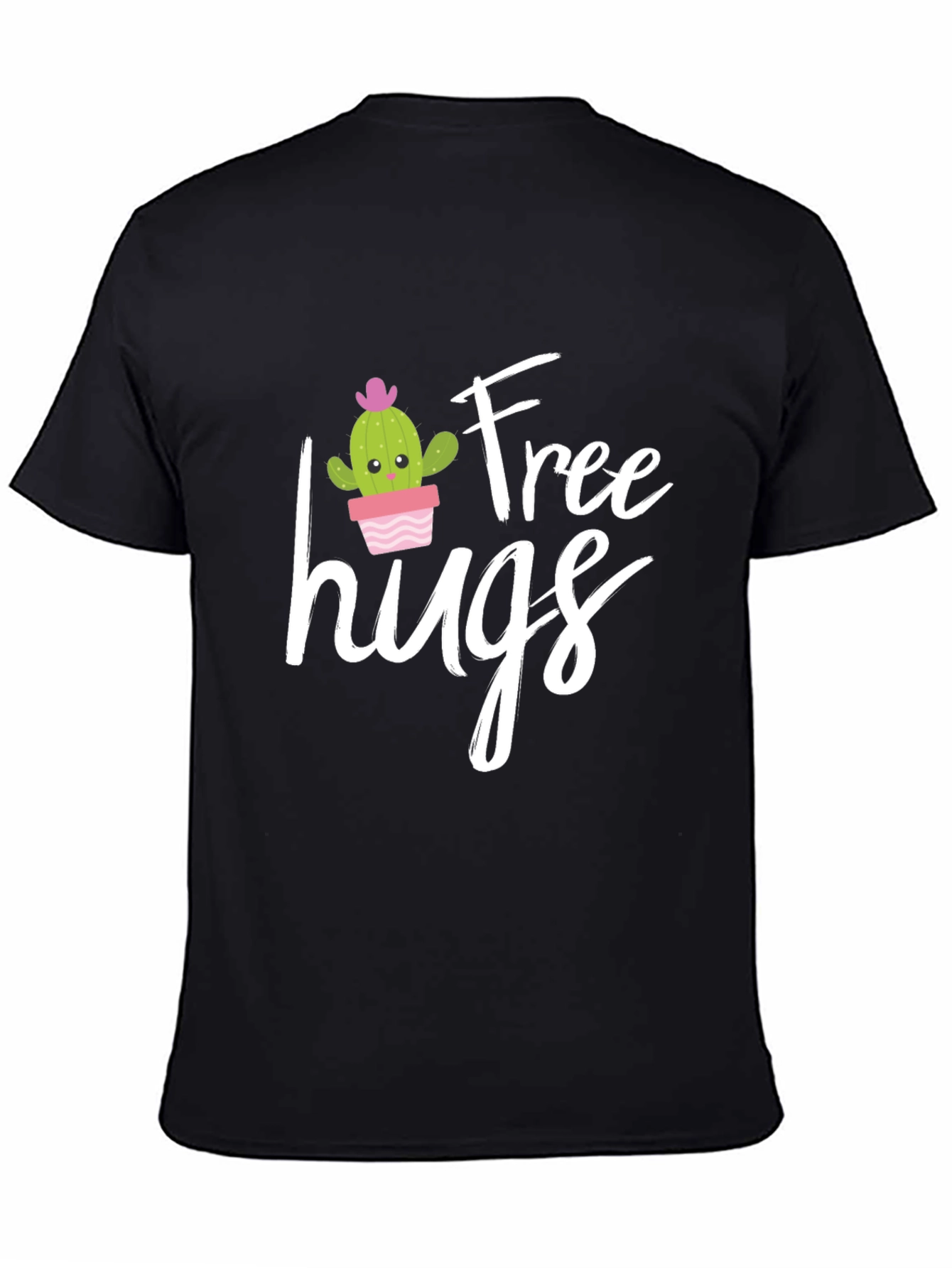 Black Free Hugs Graphic Tee - Cactus T-Shirt view 4