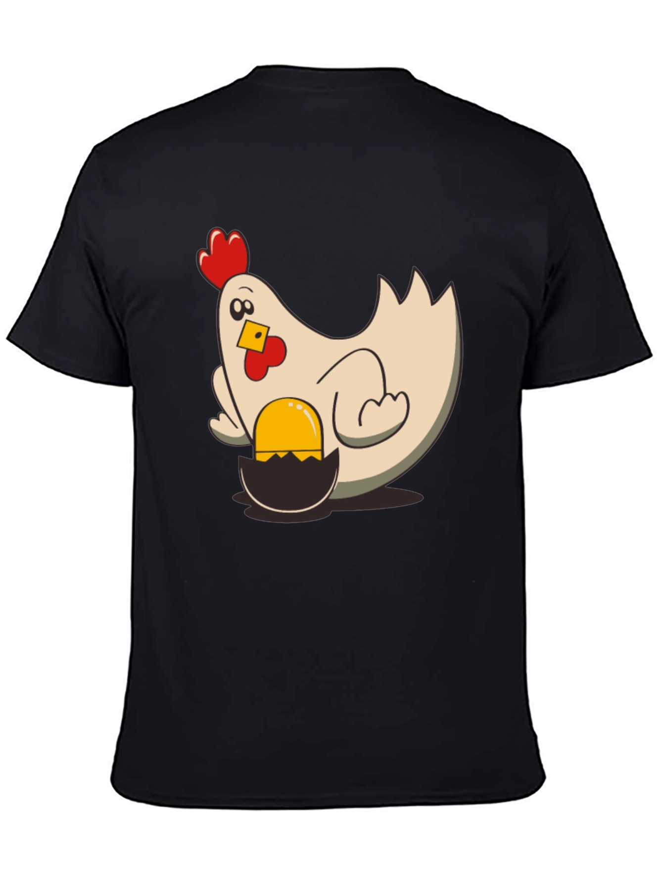 Black Funny Chicken and Egg T-Shirt - Novelty Graphic Tee view 4