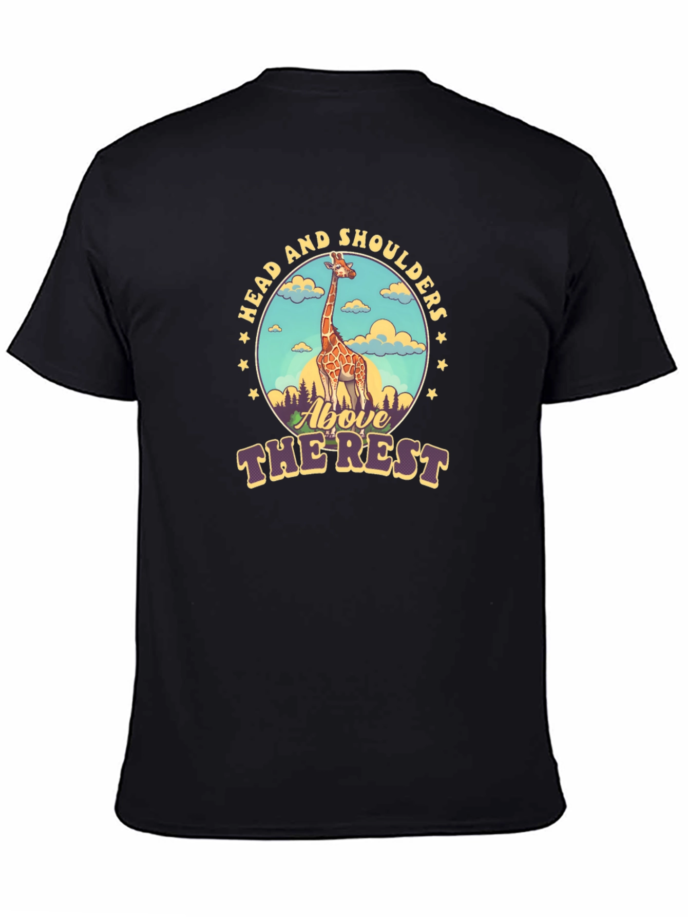 Black Head and Shoulders Giraffe Graphic Tee view 4